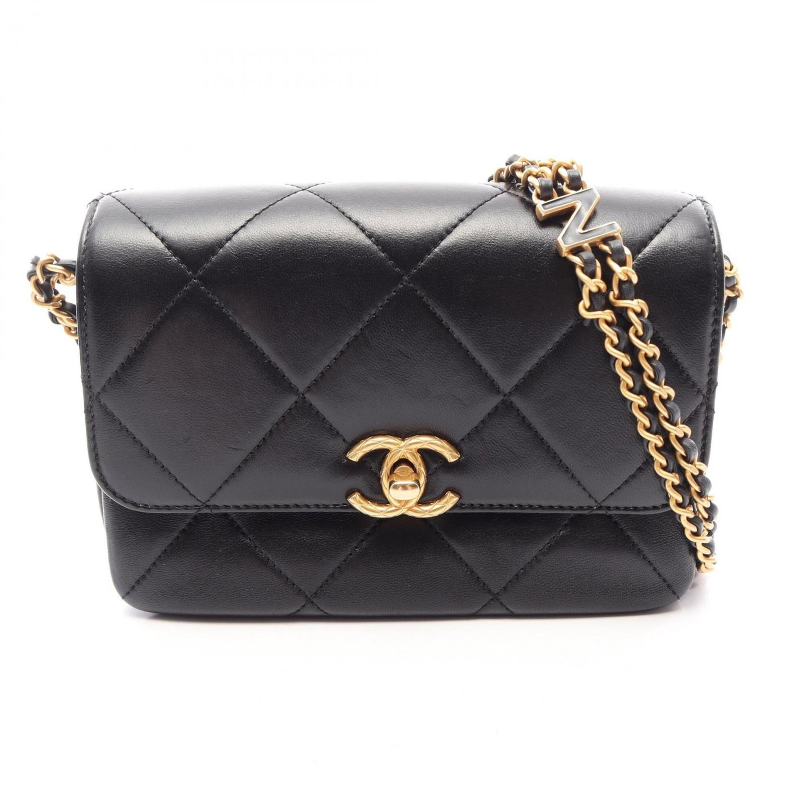 Shoulder Bag Leather Handbag Chanel: Shoulder Bag Leather Handbag Chanel Black leather shoulder bag with gold hardware, made from lambskin. The bag measures 14cm x 19cm x 4cm and features a classic Chanel design. Item Specifics: Brand: