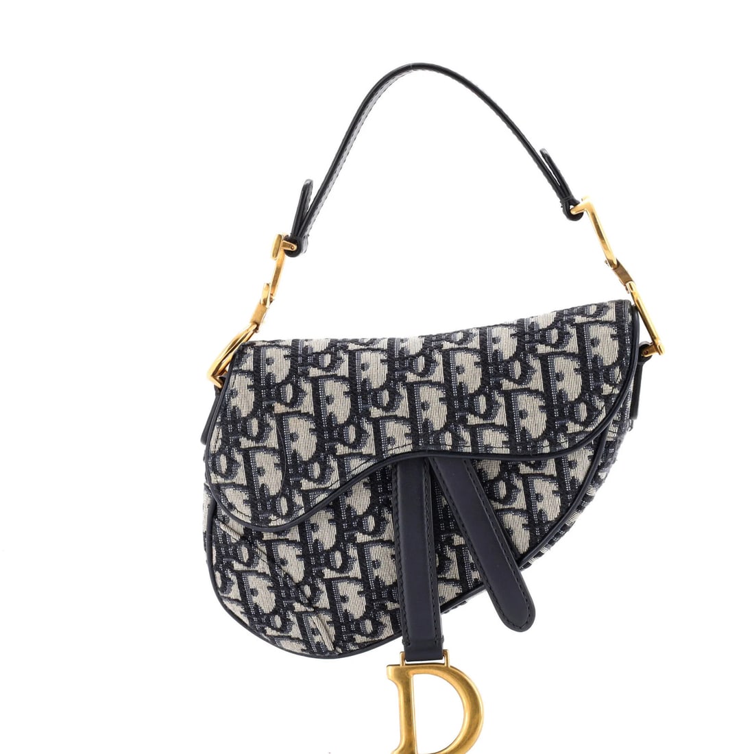 Canvas Oblique Christian Dior Saddle Mini: Canvas Oblique Christian Dior Saddle Mini Canvas Oblique Christian Dior Saddle Mini - A stylish and compact shoulder bag with a signature blue canvas exterior, featuring a classic oblique design and