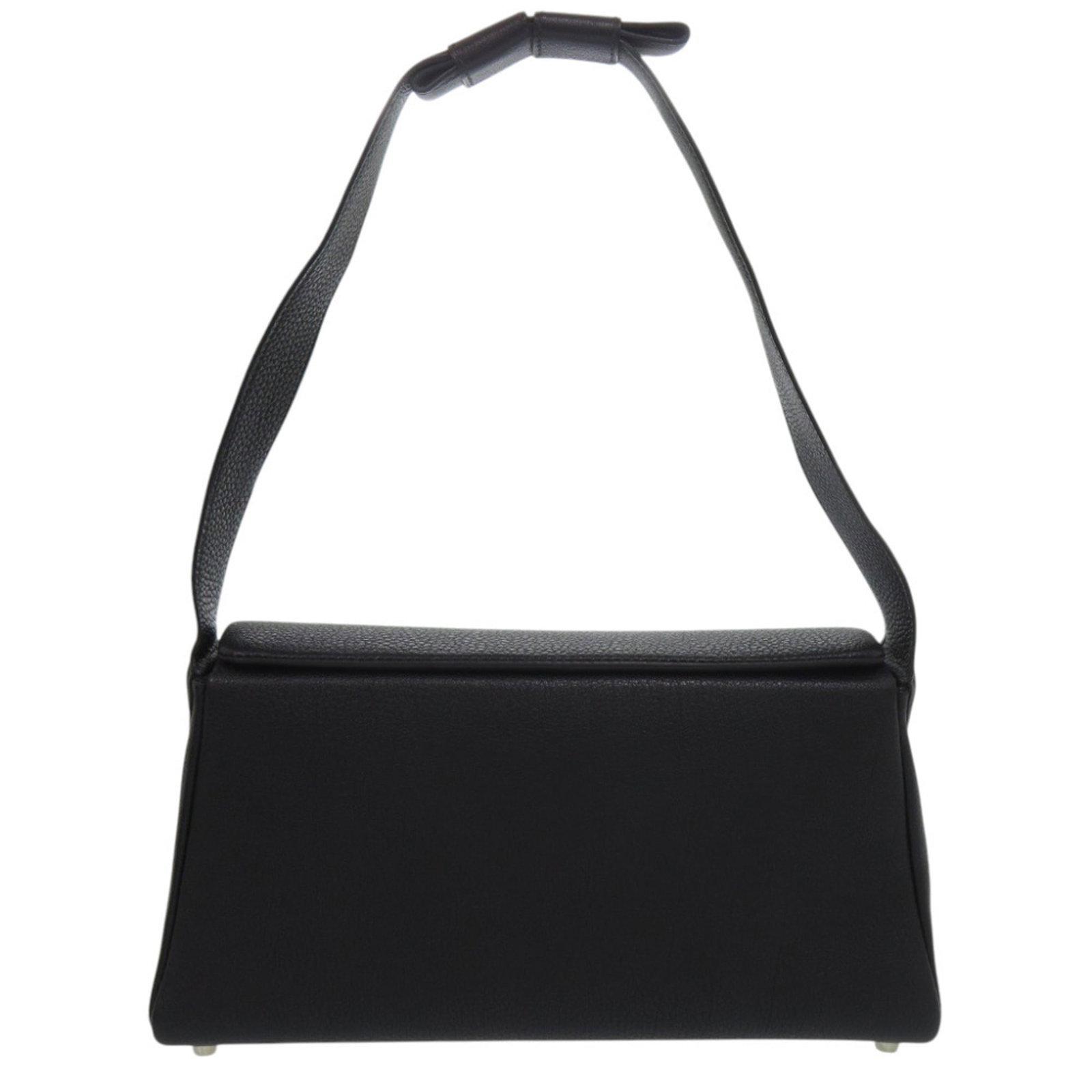 Chevre Leather Hermes Bag: Chevre Leather Hermes Bag Chevre leather craftsmanship meets timeless elegance in this sleek black shoulder bag from Hermes, featuring a sophisticated 15cm x 30cm x 9cm design that exudes understated