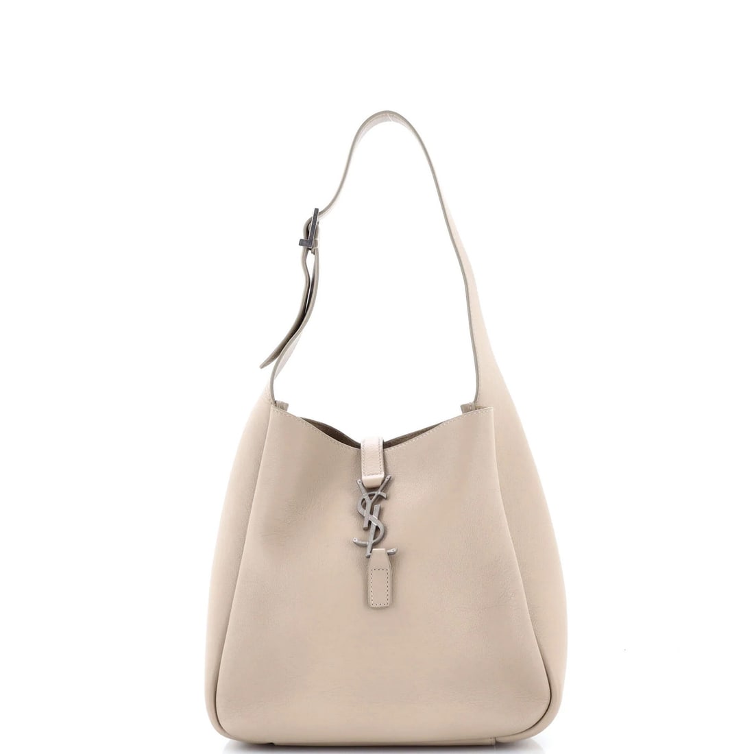 Small Hobo Leather Supple 7 5 Le: Small Hobo Leather Supple 7 5 Le Small Hobo Leather Satchel in Neutral Color. This Saint Laurent Le 5 a 7 Supple Hobo Leather Small features a neutral exterior with scuffs, cracking, edge wear, and
