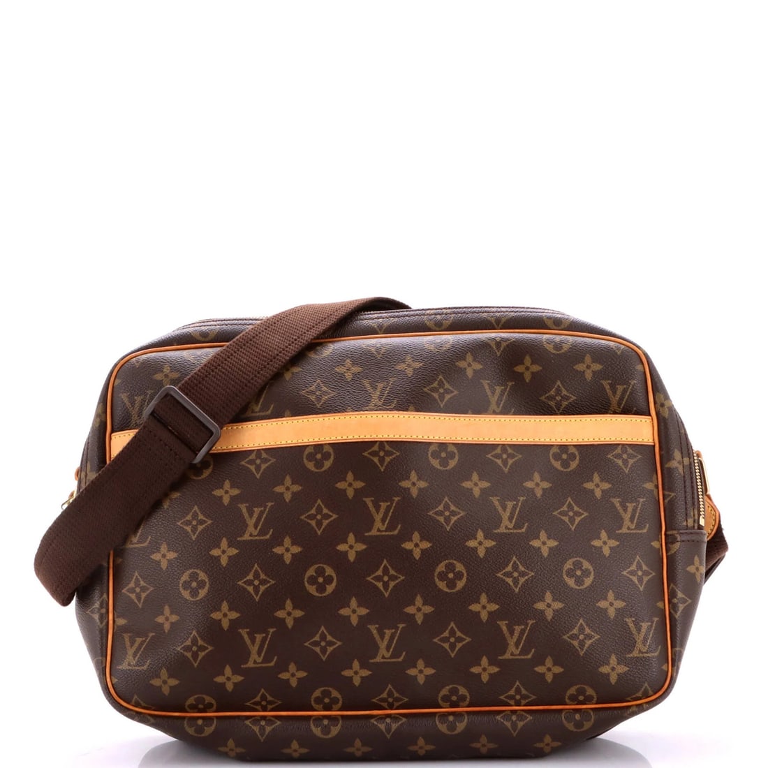 Louis Vuitton Reporter Monogram Canvas GM: Louis Vuitton Reporter Monogram Canvas GM The Louis Vuitton Reporter Monogram Canvas GM is a classic cross-body bag with a timeless design, featuring a brown monogram canvas exterior and neutral