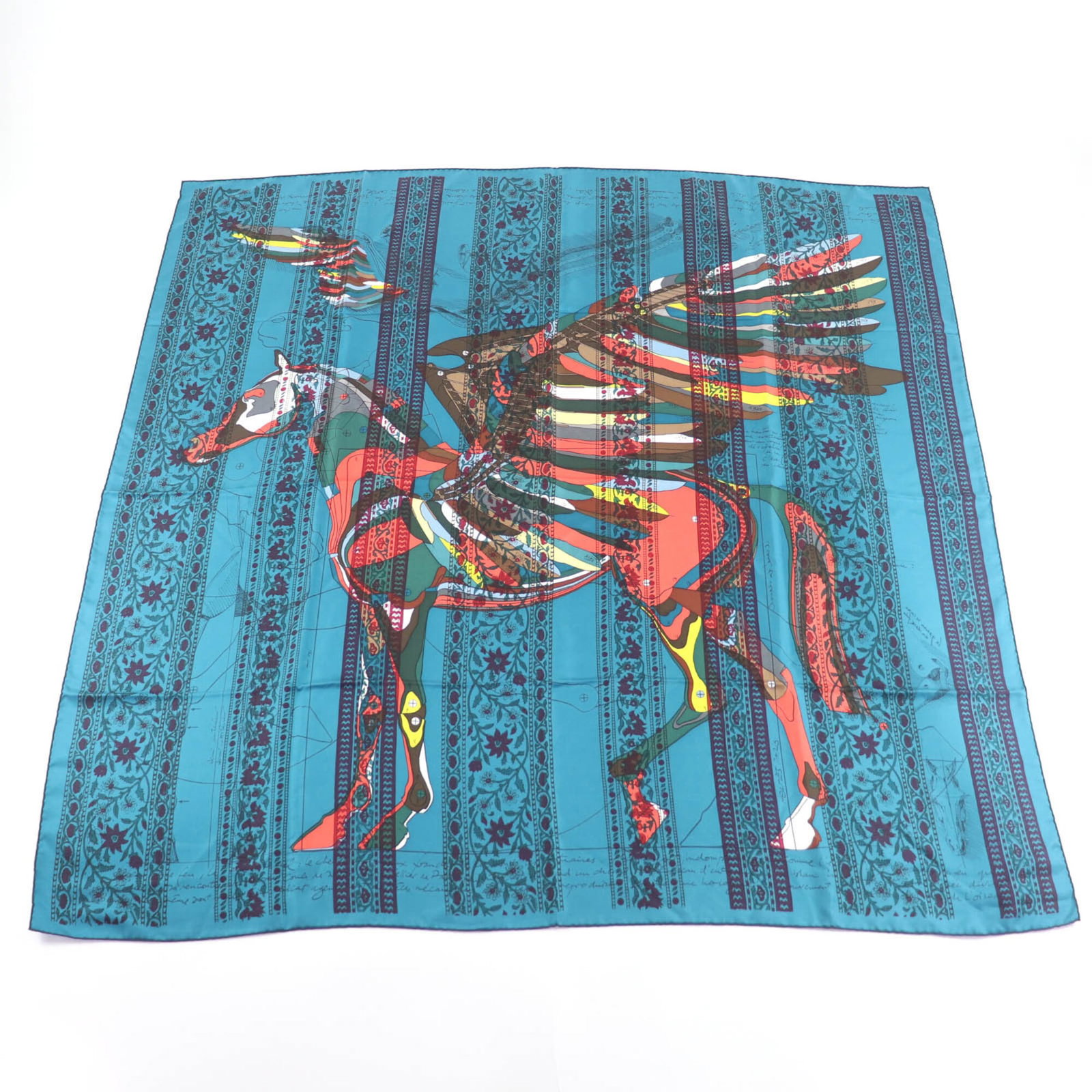 Silk Hermes Scarf 100: Silk Hermes Scarf 100 Silk from France, this 100% silk scarf measures 1.32m x 1.34m and features a multi-color design. Made from high-quality silk, it boasts a unique and vibrant color palette. A beau