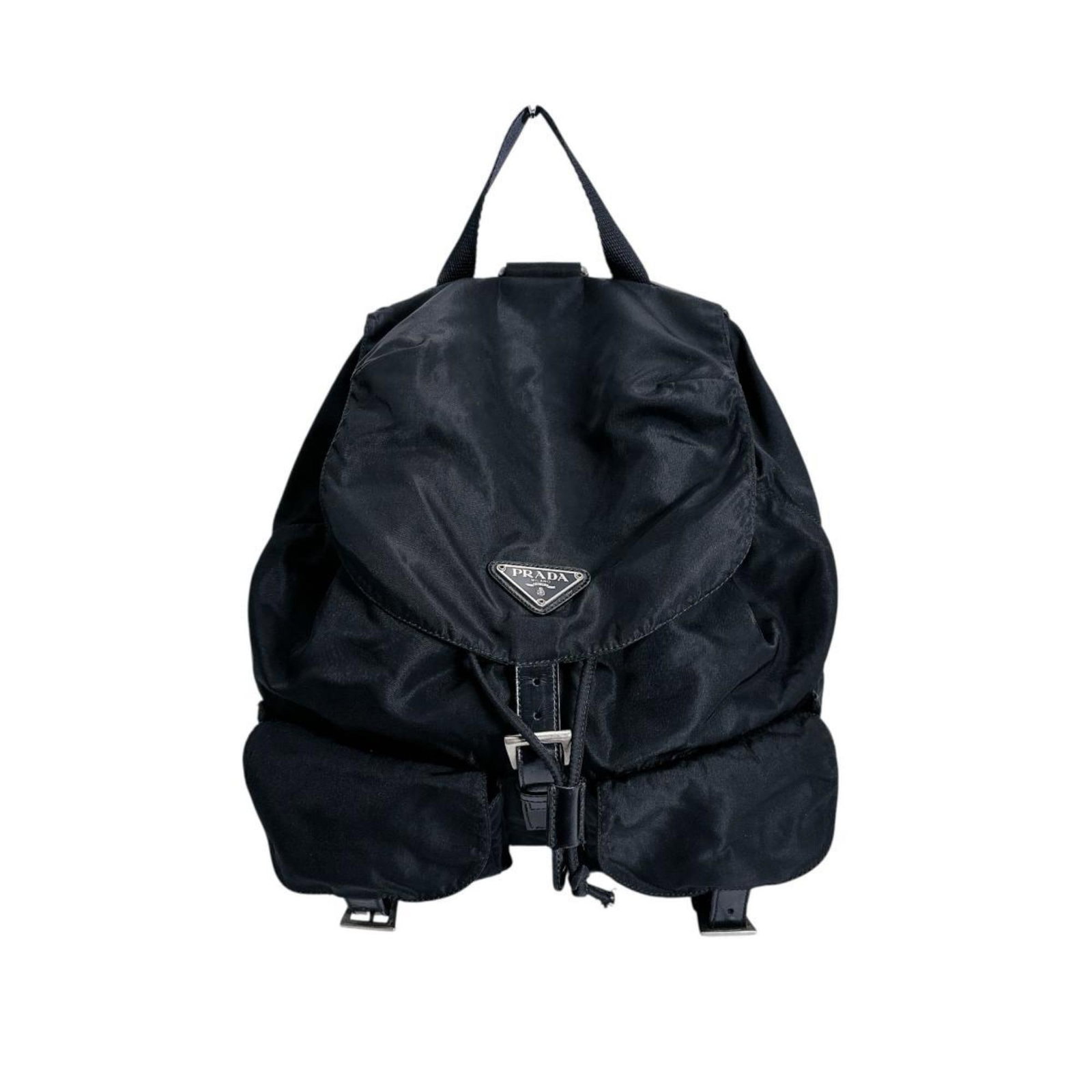 Backpack Nylon Prada: Backpack Nylon Prada Black Prada Country Backpack Made from durable nylon, this 31cm x 30.5cm x 14cm backpack weighs 560g and is available in a sleek black color. The backpack's size and weight make