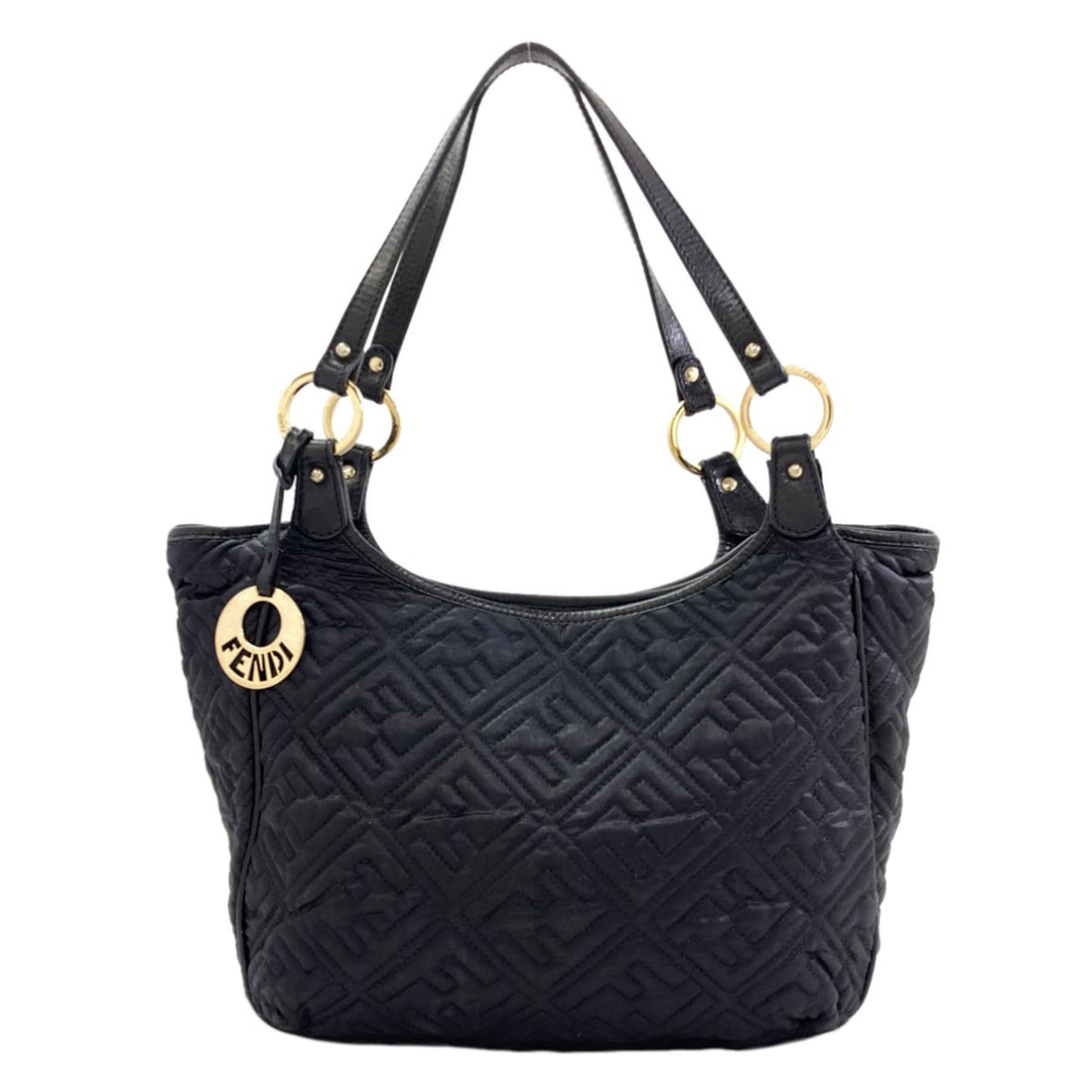 Nylon Quilting Tote Bag Fendi Zucca: Nylon Quilting Tote Bag Fendi Zucca Black Fendi Zucca nylon tote bag with a classic style and durable nylon exterior. This versatile tote features a sleek black design, perfect for everyday use. Item