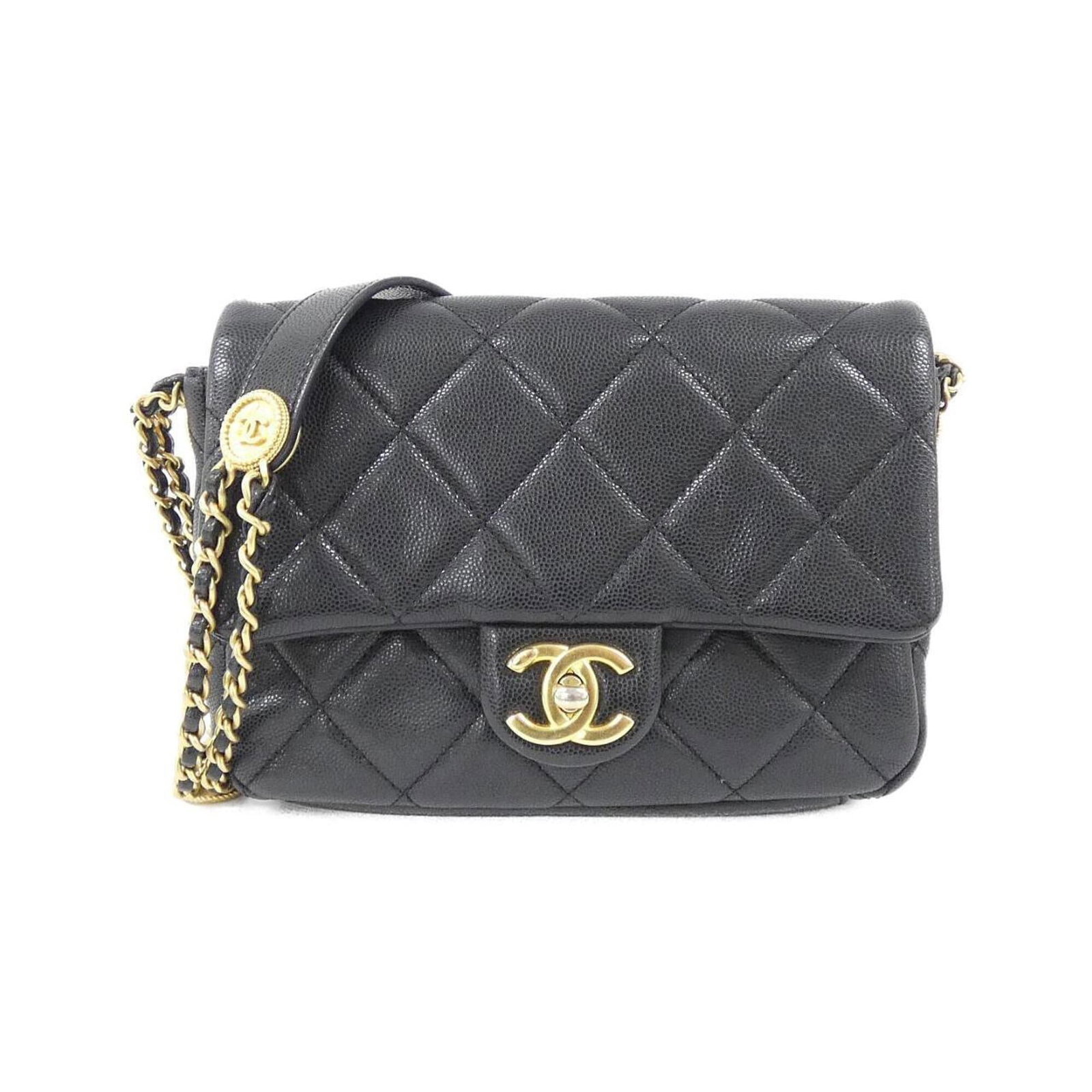 Calfskin Grained Chanel Bag Shoulder: Calfskin Grained Chanel Bag Shoulder Calfskin Grained Chanel Bag Shoulder is a sleek and sophisticated shoulder bag made from high-quality Grained Calfskin. Its Matte gold hardware adds a touch of