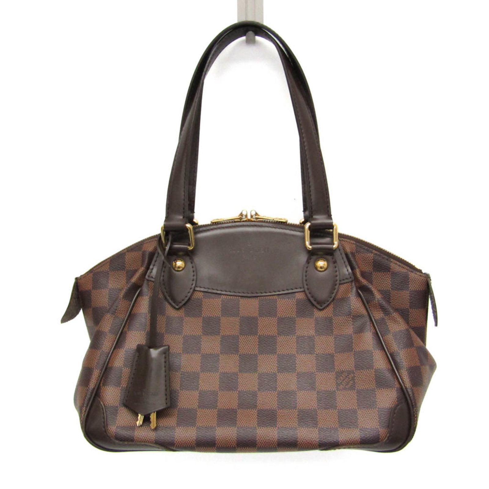 Shoulder Bag Damier Canvas By Louis Vuitton: Shoulder Bag Damier Canvas By Louis Vuitton Damier Canvas by Louis Vuitton Verona PM shoulder bag features a timeless design with Ebene color, minor scuffs and scratches on the leather. The bag