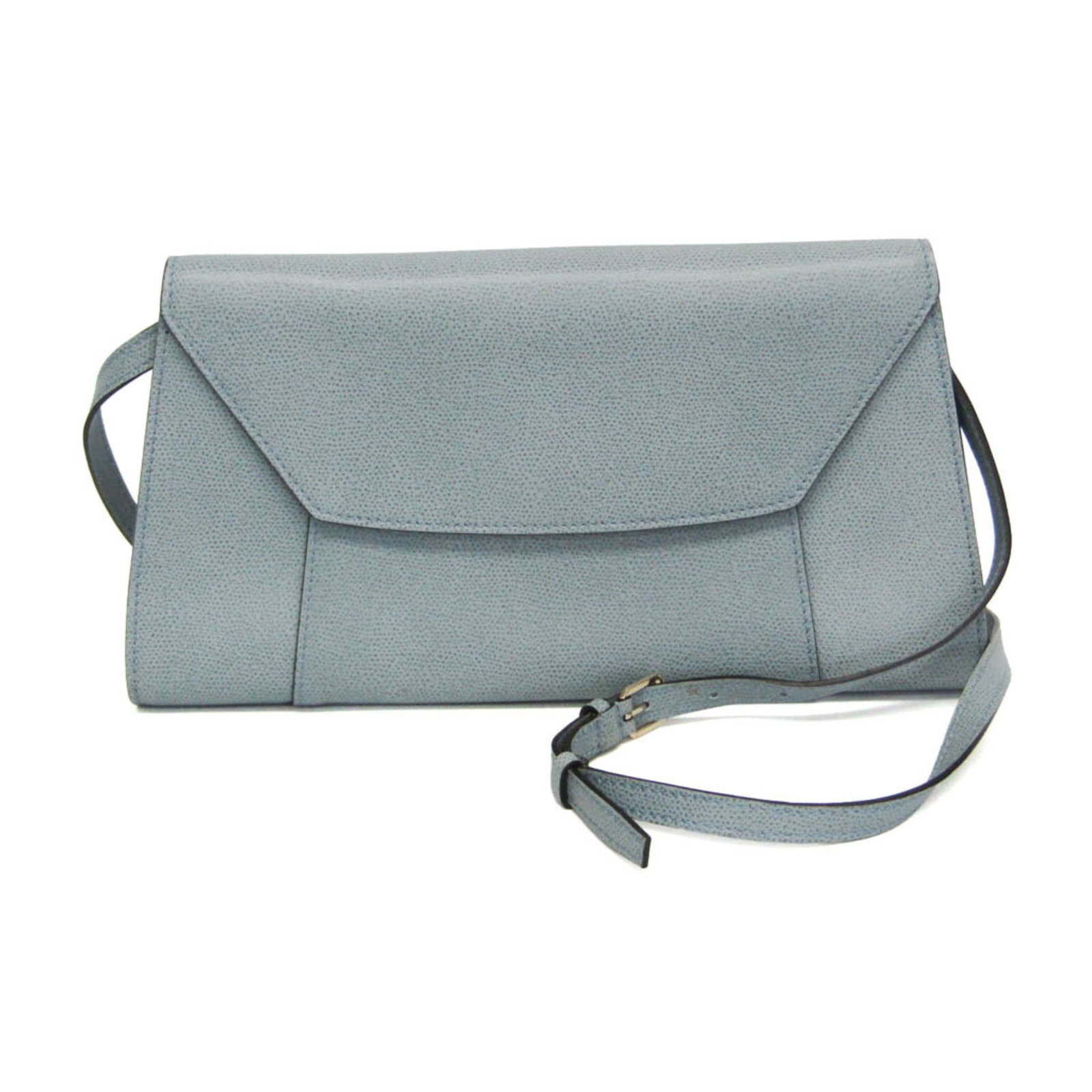 Shoulder Bag Leather: Shoulder Bag Leather Large Light Blue Gray Leather Shoulder Bag from Valextra. This Italian-made Scala bag features a magnetic snap closure, zipper pocket, and a sturdy leather construction. Weighing