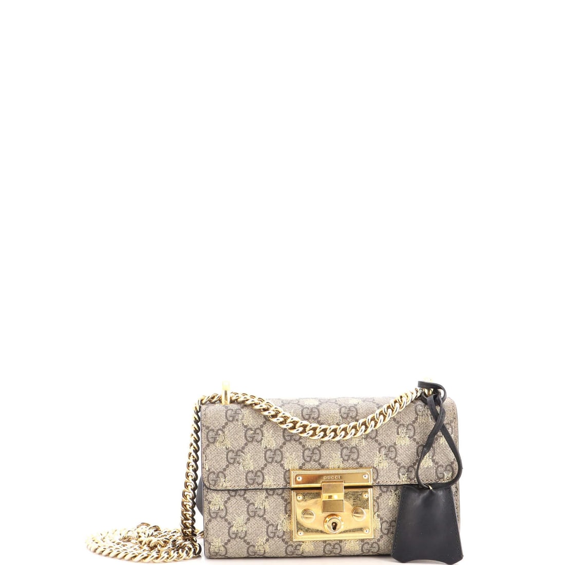 Small GG Coated Canvas Printed Shoulder Bag Padlock Gucci: Small GG Coated Canvas Printed Shoulder Bag Padlock Gucci Small GG Coated Canvas Printed Shoulder Bag Padlock Gucci features a unique canvas coated exterior with a distinctive print, adorned with a go