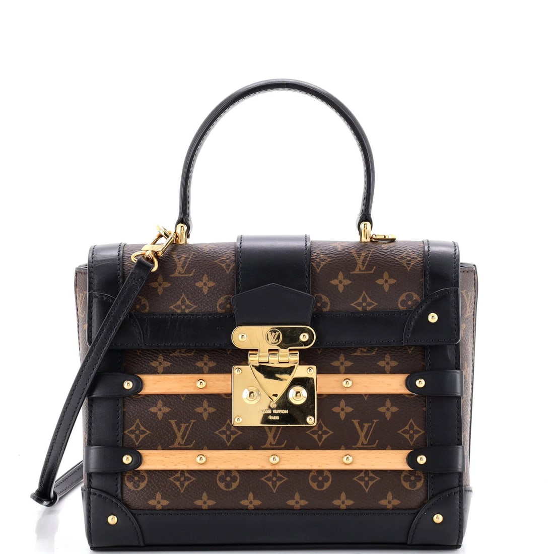 Handbag Monogram Canvas Louis Vuitton Trianon PM: Handbag Monogram Canvas Louis Vuitton Trianon PM Brown Louis Vuitton Trianon PM Handbag with Monogram Canvas Exterior, featuring a classic top handle design and gold hardware, is a stylish and