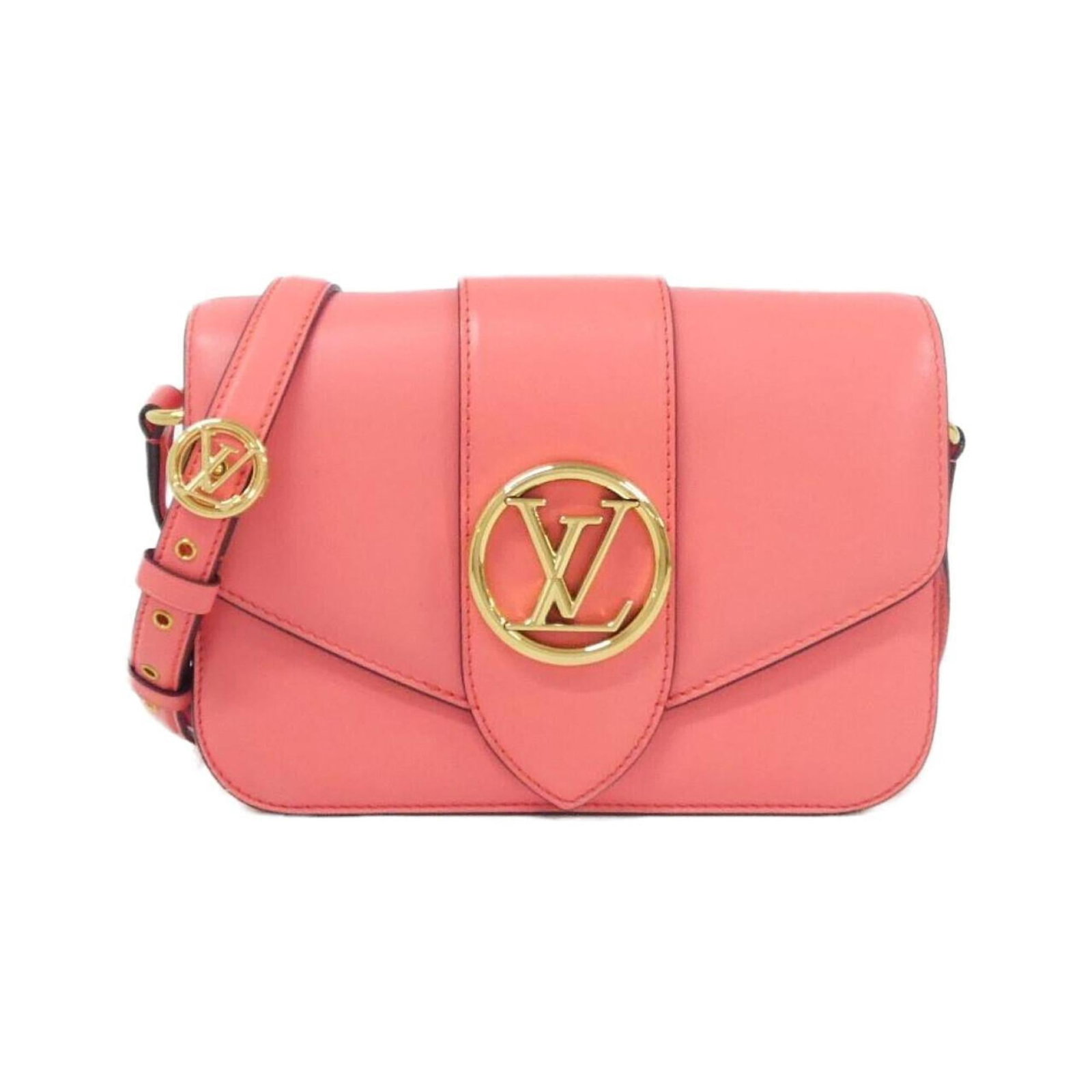Shoulder Bag Leather Louis Vuitton: Shoulder Bag Leather Louis Vuitton Calf leather shoulder bag from Louis Vuitton, featuring Dahlia pink color and gold hardware, with a signature and dimensions of 15cm x 23cm x 8cm. This bag is made