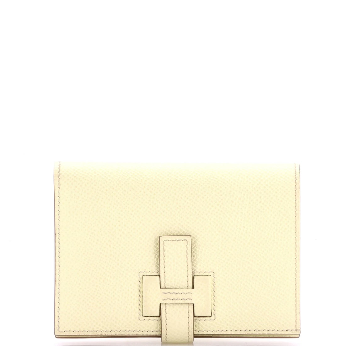 New Hermes H Passant Epsom Compact Wallet: New Hermes H Passant Epsom Compact Wallet Yellow Epsom Compact Wallet by Hermes features a compact design with a 3.5" height, 4.5" width, and 1" depth. Made from high-quality leather, this wallet