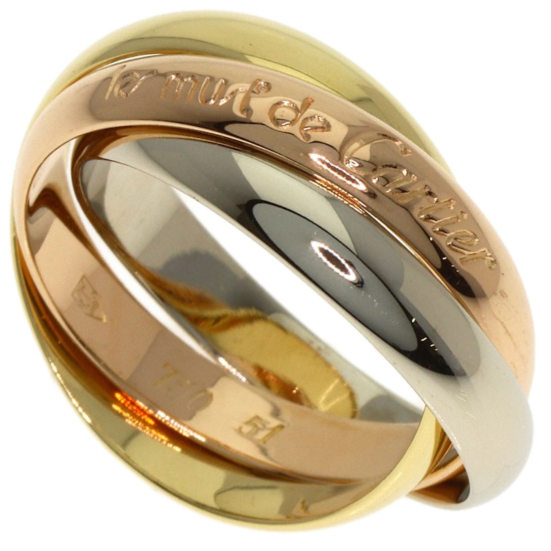 Cartier Trinity #51 Ring K18 Yellow Gold K18 White Gold: Cartier Trinity #51 Ring K18 Yellow Gold K18 White Gold K18 Yellow Gold and White Gold Cartier Trinity Ring, size 5.75, features a unique combination of two precious metals, showcasing the brand's