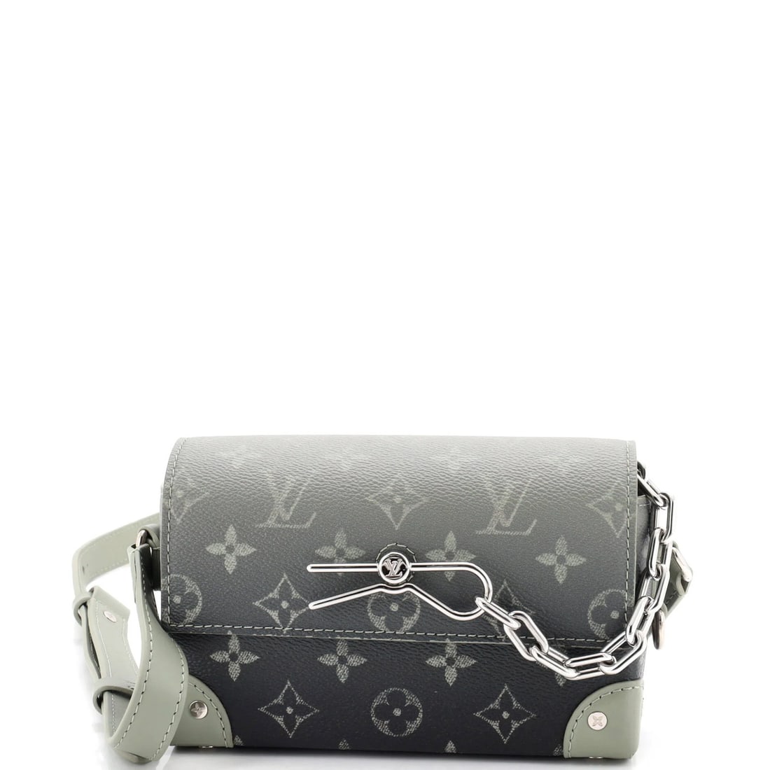 Monogram Canvas Wearable Wallet Louis Vuitton Steamer: Monogram Canvas Wearable Wallet Louis Vuitton Steamer Canvas Coated Leather Steamer Wearable Wallet from Louis Vuitton features a gradient monogram canvas exterior in green and black, with minor