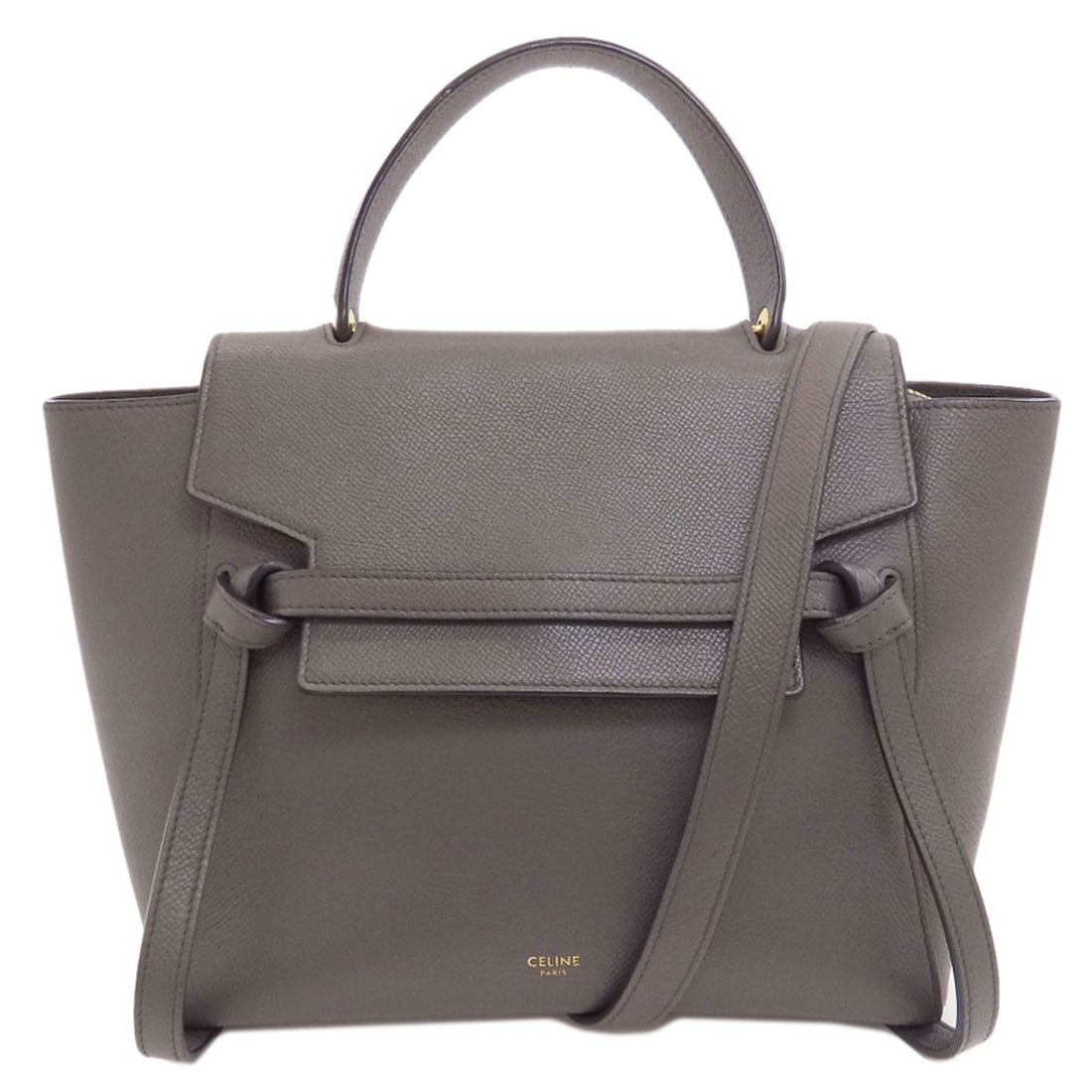 Calf Micro Belt Bag Handbag 2Way: Calf Micro Belt Bag Handbag 2Way The Celine Calf Micro Belt Bag Handbag 2Way features a sleek, gray exterior made from high-quality calf leather, with a 2-way design that adds versatility to its