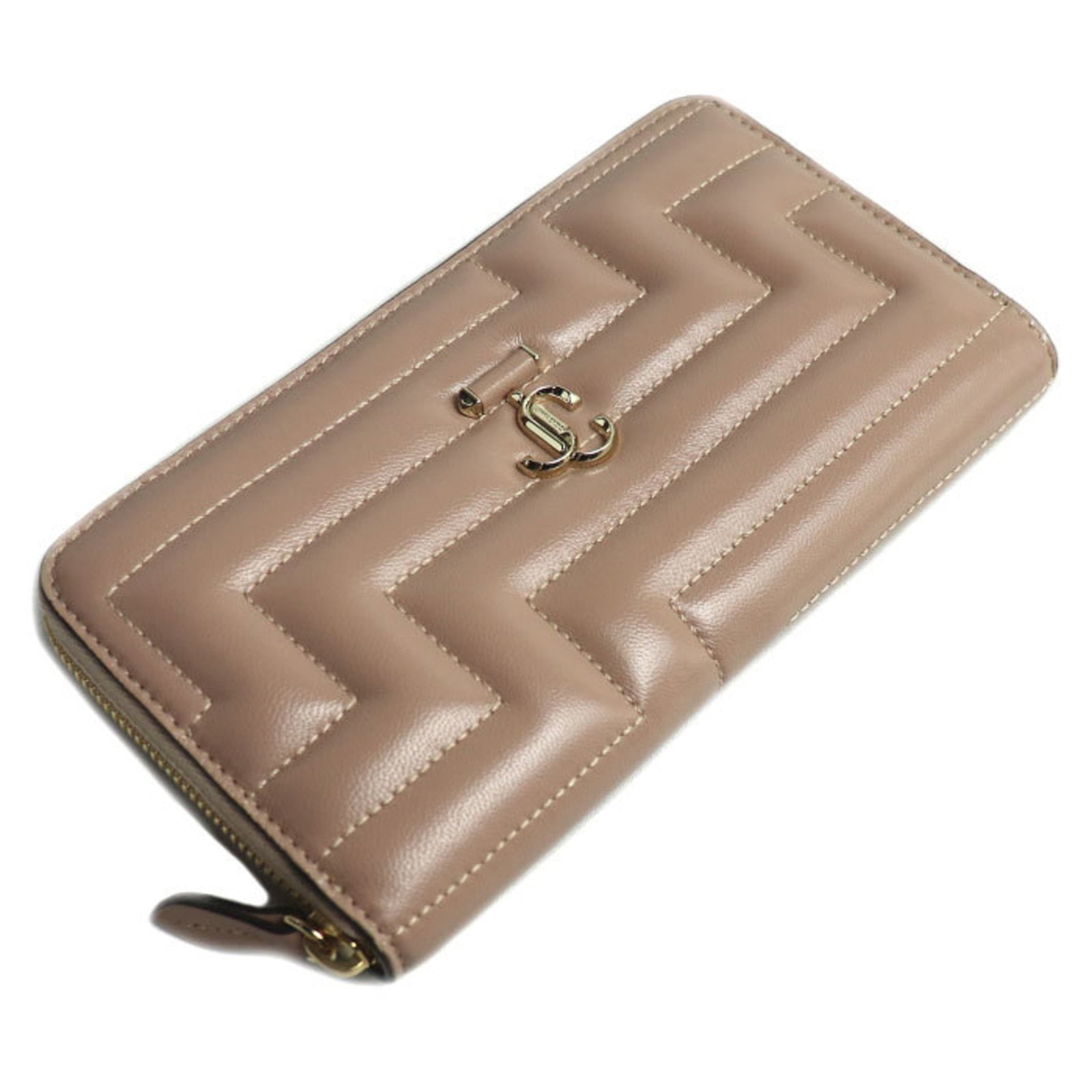 Long Wallet (Bi-Fold) Leather by Jimmy Choo: Long Wallet (Bi-Fold) Leather by Jimmy Choo Long Wallet (Bi-Fold) Leather by Jimmy Choo features a sleek design with a pink beige color, measuring 11cm x 19cm x 2cm. The item comes with a box and