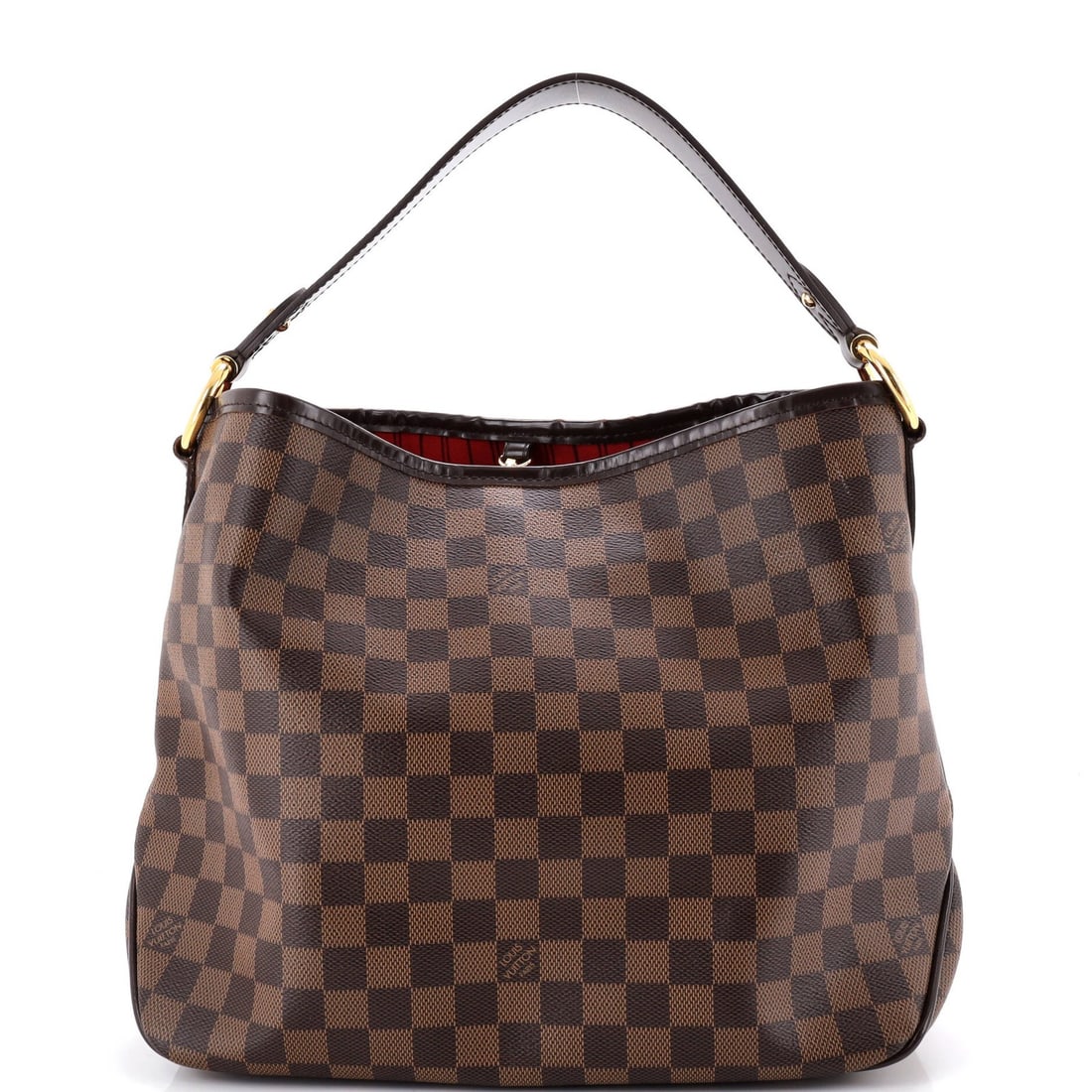 Damier Handbag NM Louis Vuitton Delightful: Damier Handbag NM Louis Vuitton Delightful Brown Damier PM canvas coated Louis Vuitton Delightful hobos handbag with heavy edge wear, scuffs, and minor creases, featuring scuffed and discolorated