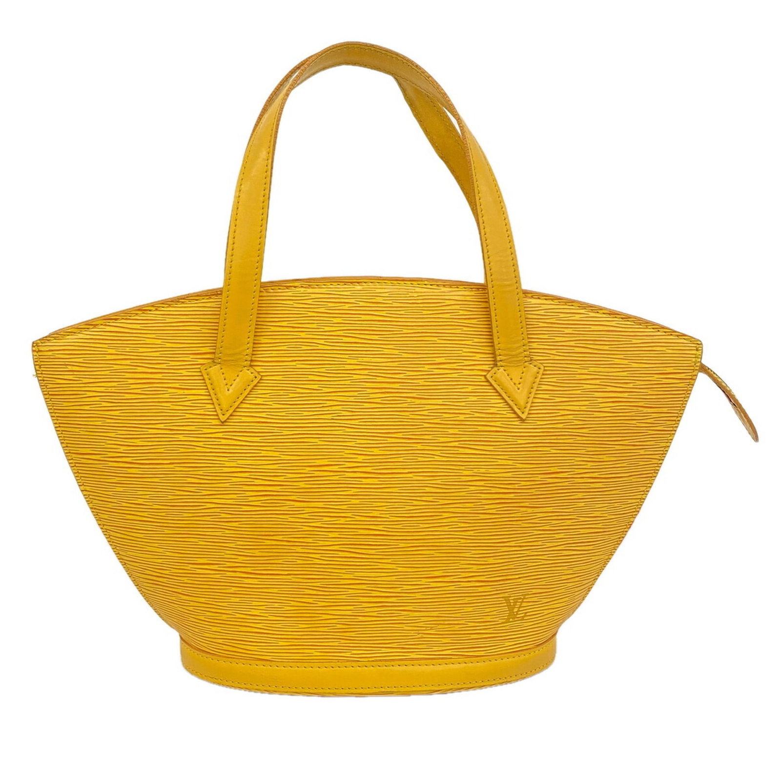 Handbag Louis Vuitton: Handbag Louis Vuitton Louis Vuitton's iconic handbag features a striking Jaune color and a compact size, measuring 24.5cm x 23cm x 10cm. The bag's design is characterized by its classic style and