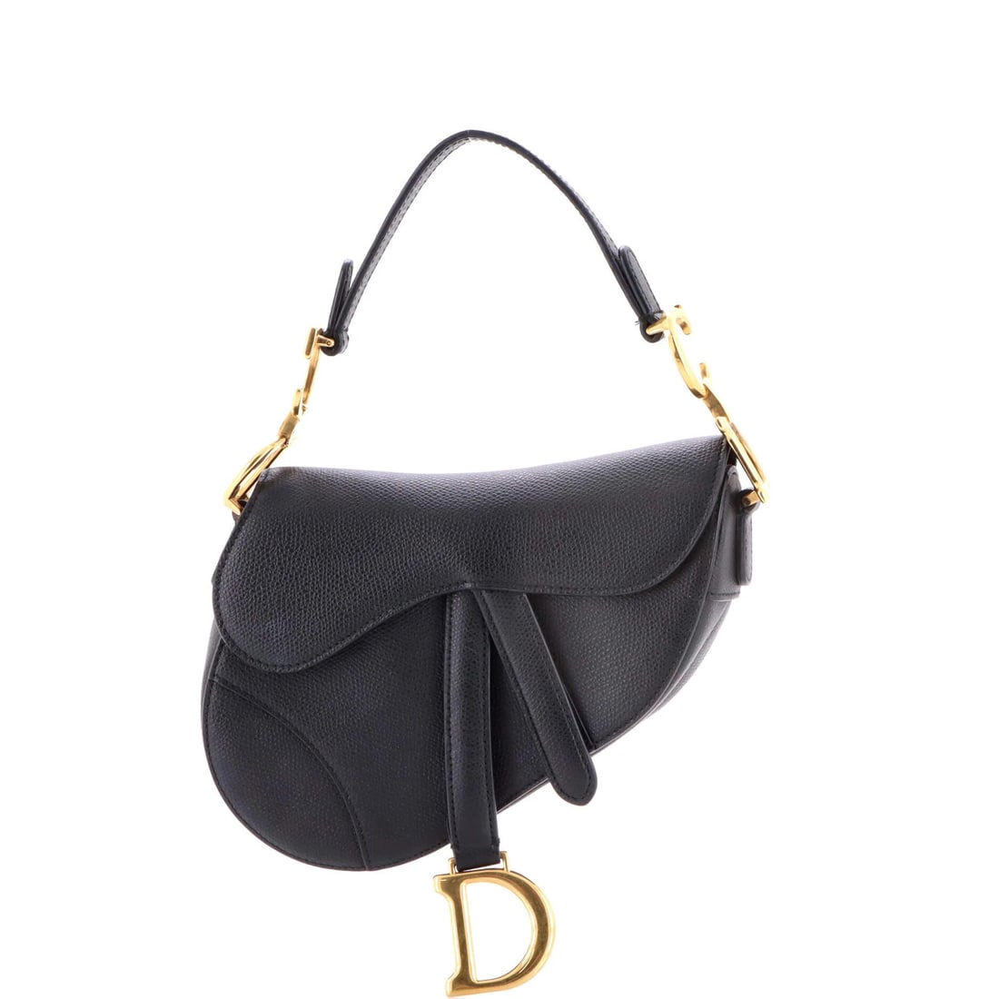 Mini Leather Christian Dior Saddle Handbag: Mini Leather Christian Dior Saddle Handbag Mini Leather Christian Dior Saddle Handbag in Black, featuring a classic shoulder bag design with a timeless saddle shape. Measuring 5" handle drop, 6" heigh