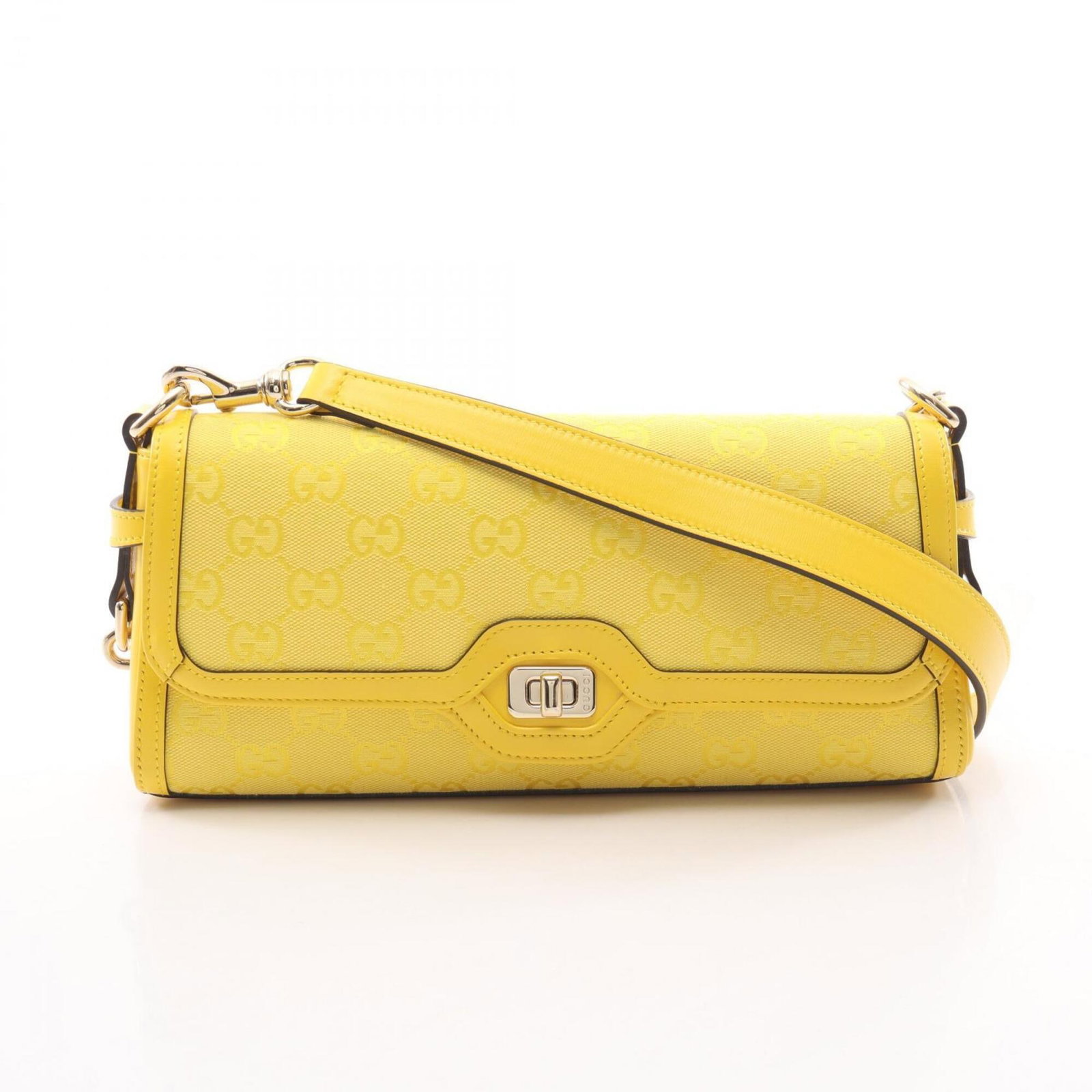 Canvas Leather Handbag Gucci Shoulder: Canvas Leather Handbag Gucci Shoulder Canvas Leather Handbag Gucci Shoulder - A vibrant yellow canvas and leather shoulder bag from Gucci, measuring 12.5cm x 27cm x 6cm. This stylish handbag features