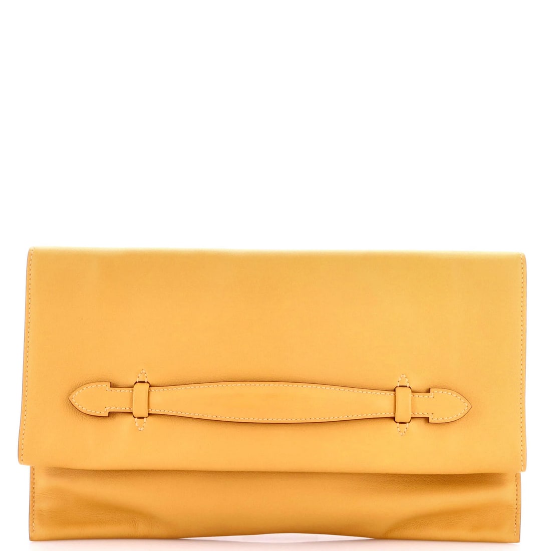 Swift Hermes Pliplat Clutch: Swift Hermes Pliplat Clutch Swift Hermes Pliplat Clutch in Brown Leather. This stylish clutch features a classic design with a brown leather exterior and matching interior, measuring 8.5" in height,