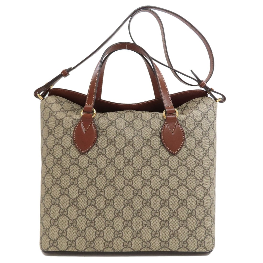 Gucci 429147 Gg Supreme 2Way Handbag Pvc: Gucci 429147 Gg Supreme 2Way Handbag Pvc Gucci's 429147 Gg Supreme 2Way Handbag is a stylish and durable accessory. Made from high-quality PVC, this brown handbag features a 9.8 inch height, 4.9 inch 