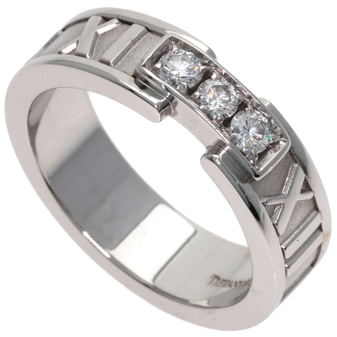 Tiffany Co Atlas K18 White Gold Diamond Ring: Tiffany Co Atlas K18 White Gold Diamond Ring K18 White Gold Diamond Ring from Tiffany Co. boasts a stunning diamond centerpiece set against a sleek K18 white gold band, showcasing the luxury and