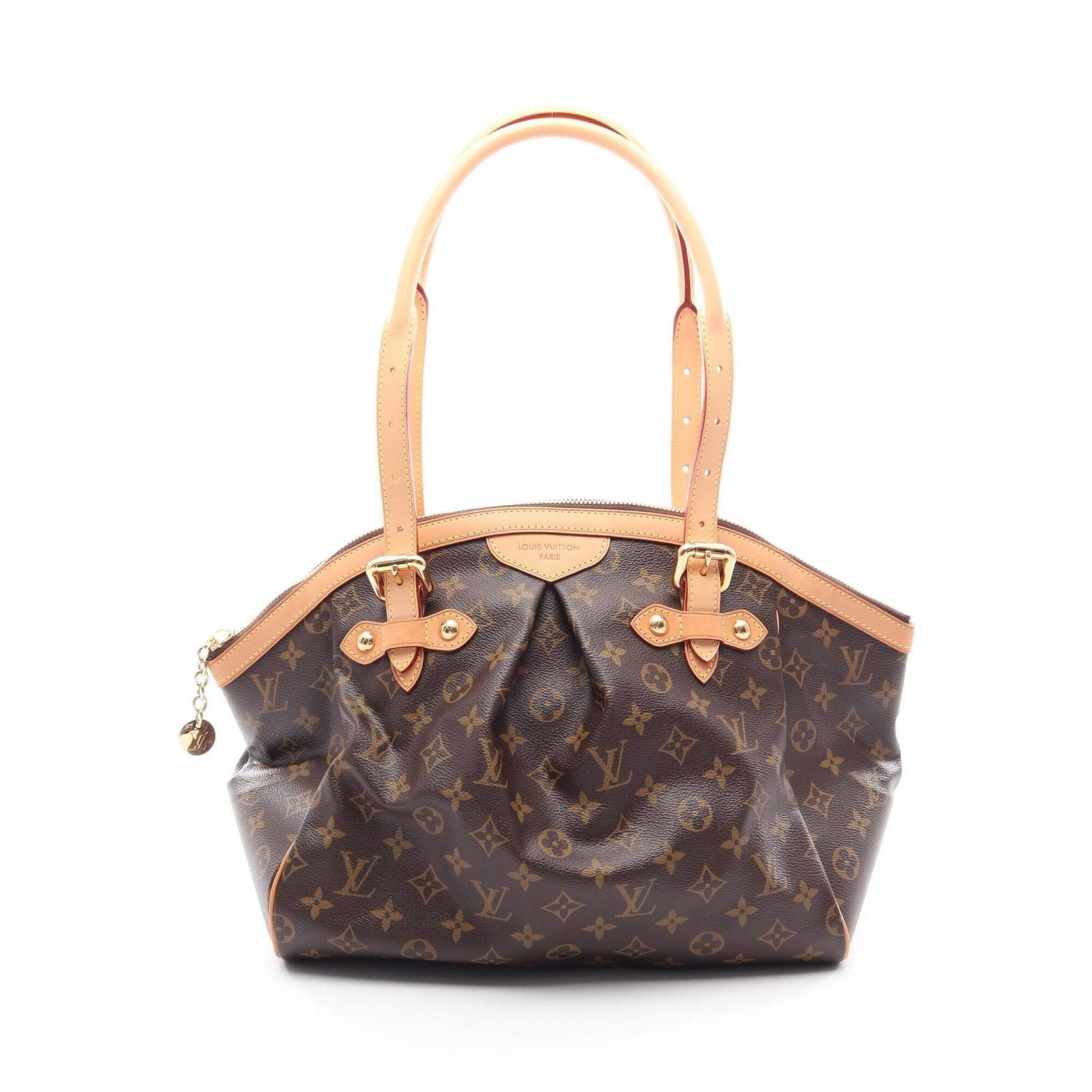 Monogram Leather Coated Canvas Handbag Vuitton Louis: Monogram Leather Coated Canvas Handbag Vuitton Louis Monogrammed leather handbag with coated canvas and PVC accents, featuring the iconic Louis Vuitton monogram pattern in brown. This stylish and