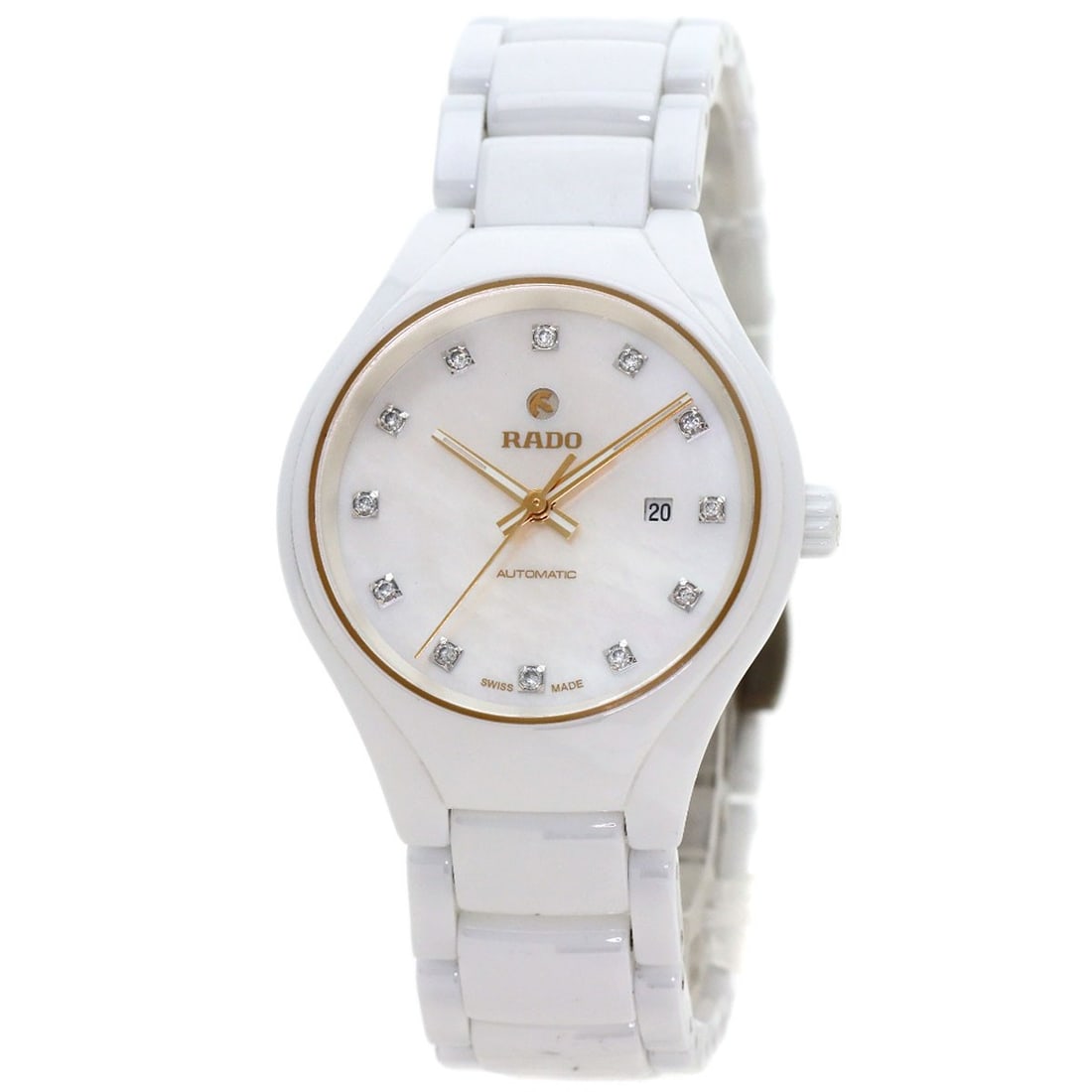 Diamond Watches Rado True 12P 561.0244.3 Ceramic: Diamond Watches Rado True 12P 561.0244.3 Ceramic The Rado True 12P 561.0244.3 Ceramic watch boasts a striking white ceramic case and bezel, complete with an analog display and mechanical automatic