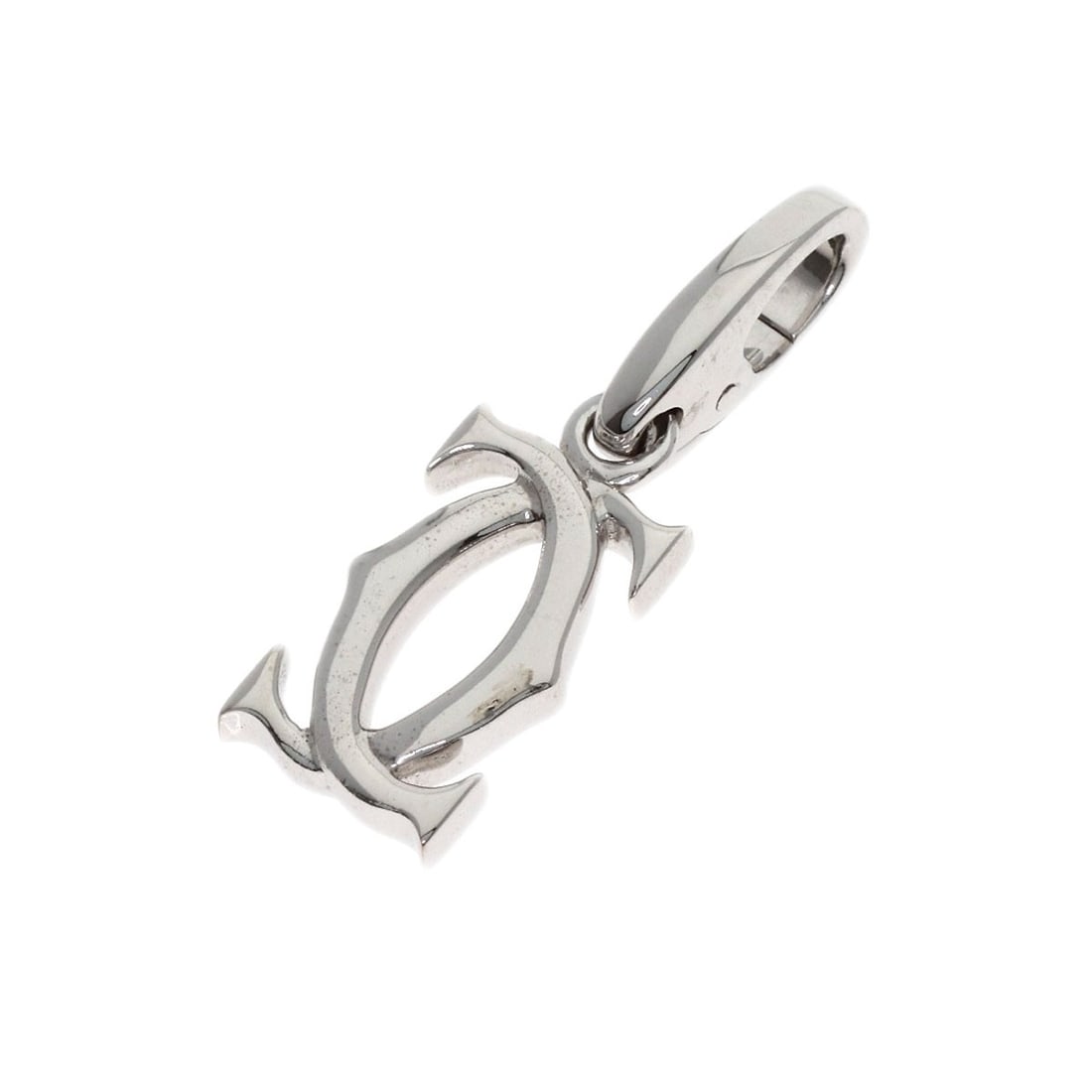 K18 White Gold Charm Pendant Cartier 2C Top: K18 White Gold Charm Pendant Cartier 2C Top K18 White Gold Charm Pendant Cartier 2C Top is a sterling silver metal pendant featuring K18 white gold charm. The piece boasts a sleek design with a