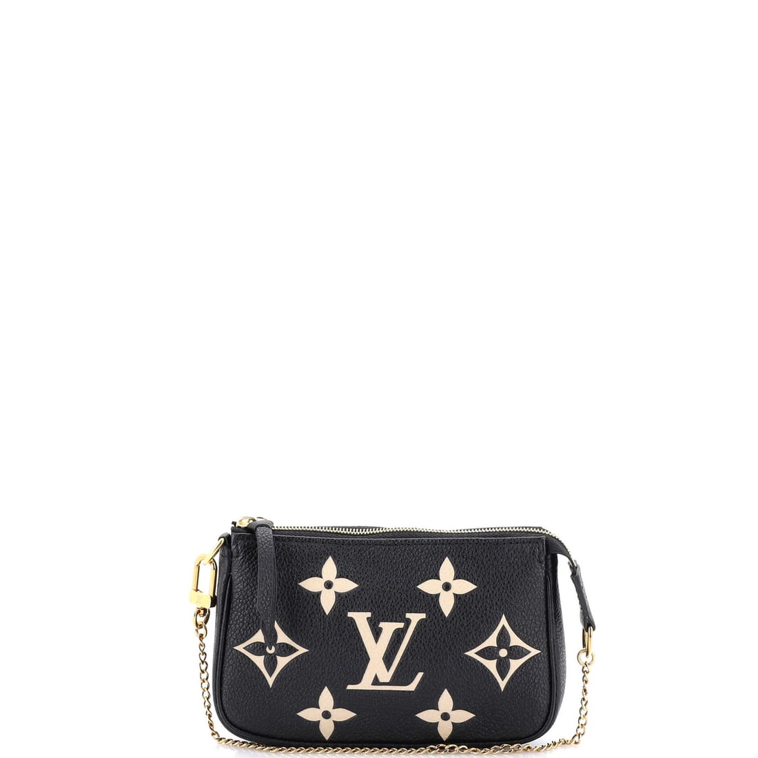 Louis Vuitton Giant Mini Monogram Pochette Bicolor Empreinte Accessoires: Louis Vuitton Giant Mini Monogram Pochette Bicolor Empreinte Accessoires Black Giant Mini Monogram Pochette Bicolor Empreinte Accessoires from Louis Vuitton, featuring a mini size with a handle drop