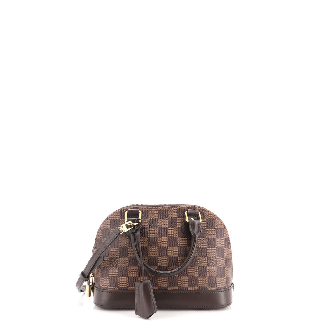 Louis Vuitton Alma Handbag Damier BB: Louis Vuitton Alma Handbag Damier BB The Louis Vuitton Alma Handbag Damier BB is a stylish shoulder bag with a classic design. Measuring 7" tall and 9" wide, it features a brown canvas exterior with