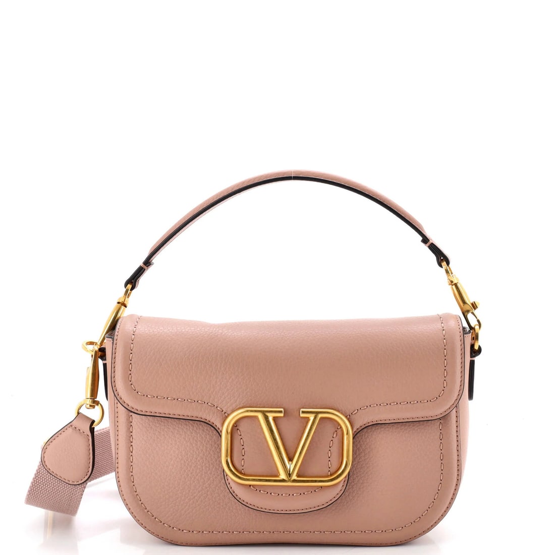 Garavani Alltime Valentino Leather Shoulder Bag: Garavani Alltime Valentino Leather Shoulder Bag The Garavani Alltime Valentino Leather Shoulder Bag boasts a neutral exterior with minor creases, showcasing the timeless elegance of the brand's