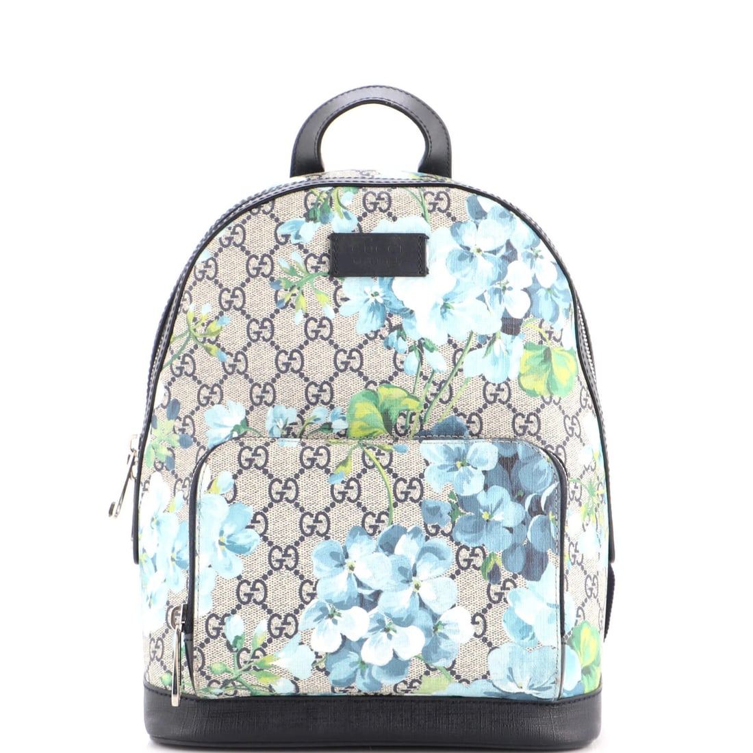 Small Canvas Coated GG Blooms Print Zip Backpack Gucci: Small Canvas Coated GG Blooms Print Zip Backpack Gucci Small Canvas Coated GG Blooms Print Zip Backpack Gucci in Blue, featuring a vibrant GG Blooms print and a zip pocket for added convenience, is a 