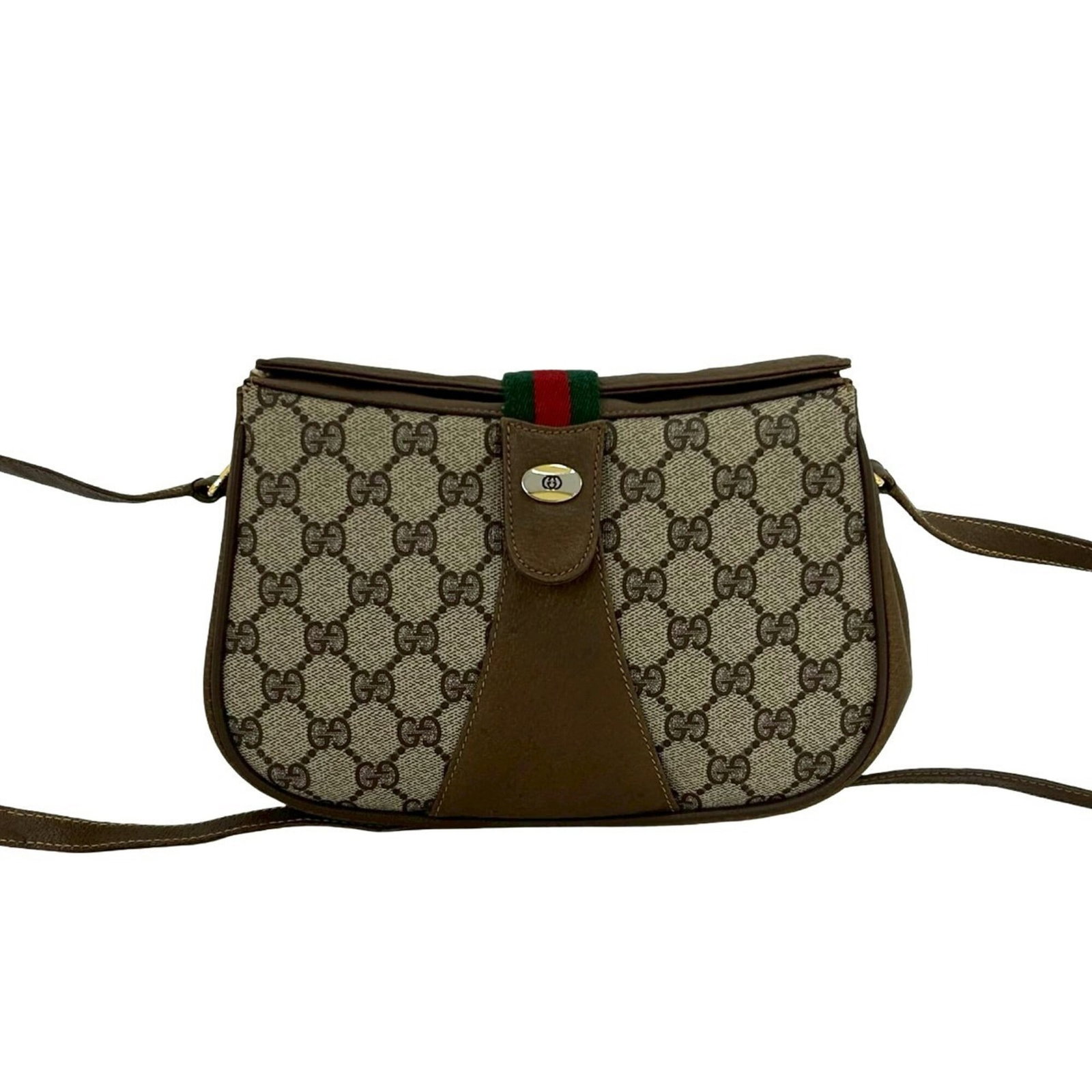 Shoulder Bag Leather Pvc Gucci: Shoulder Bag Leather Pvc Gucci Brown, Green, Red color Gucci Shoulder Bag features a unique combination of leather and PVC materials, offering a stylish and durable design. The bag measures 16cm x