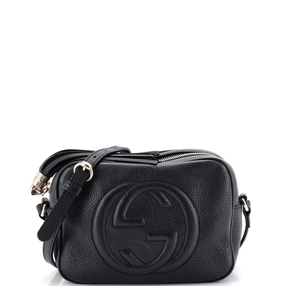 Small Leather Crossbody Disco Soho Gucci Bag: Small Leather Crossbody Disco Soho Gucci Bag Small Leather Crossbody Disco Soho Gucci Bag in Black with Gold Hardware. This stylish crossbody bag features a sleek black leather exterior with minor cre