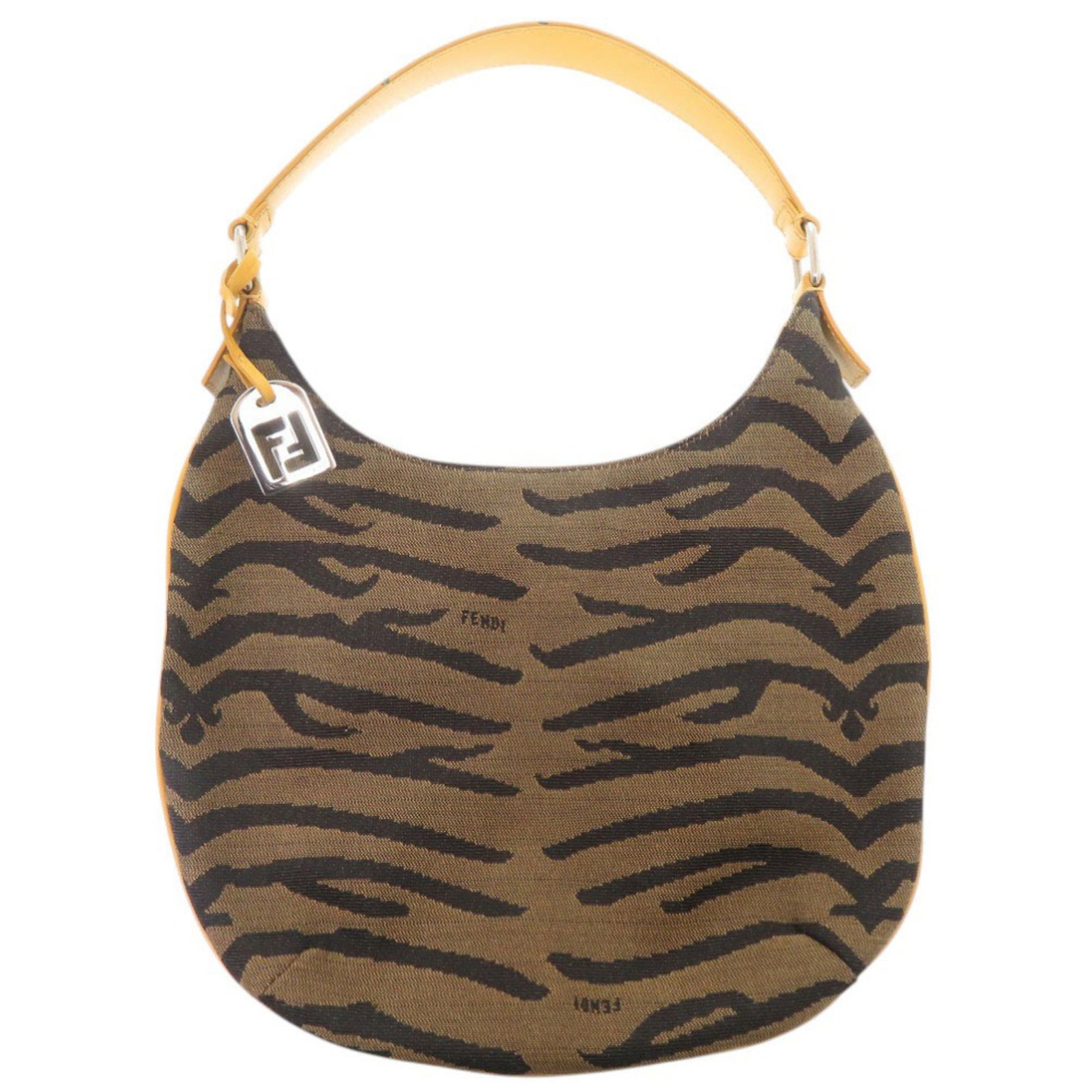 Shoulder Bag Canvas: Shoulder Bag Canvas Brown canvas shoulder bag from Fendi, measuring 22cm x 28cm / 8.66'' x 11.02'' in size. This bag features canvas material and bears a signature. Made in Italy, it is a brown