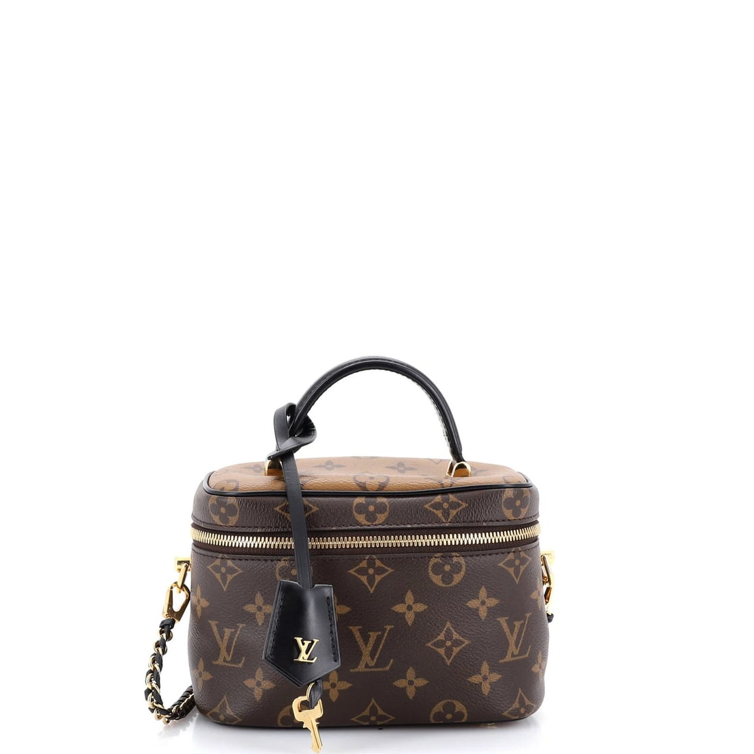 Vanity Handbag Canvas Monogram Reverse Louis Vuitton: Vanity Handbag Canvas Monogram Reverse Louis Vuitton Brown Vanity Handbag with Reverse Monogram Canvas, featuring a classic Top Handle design, and a spacious interior with microfiber lining. The