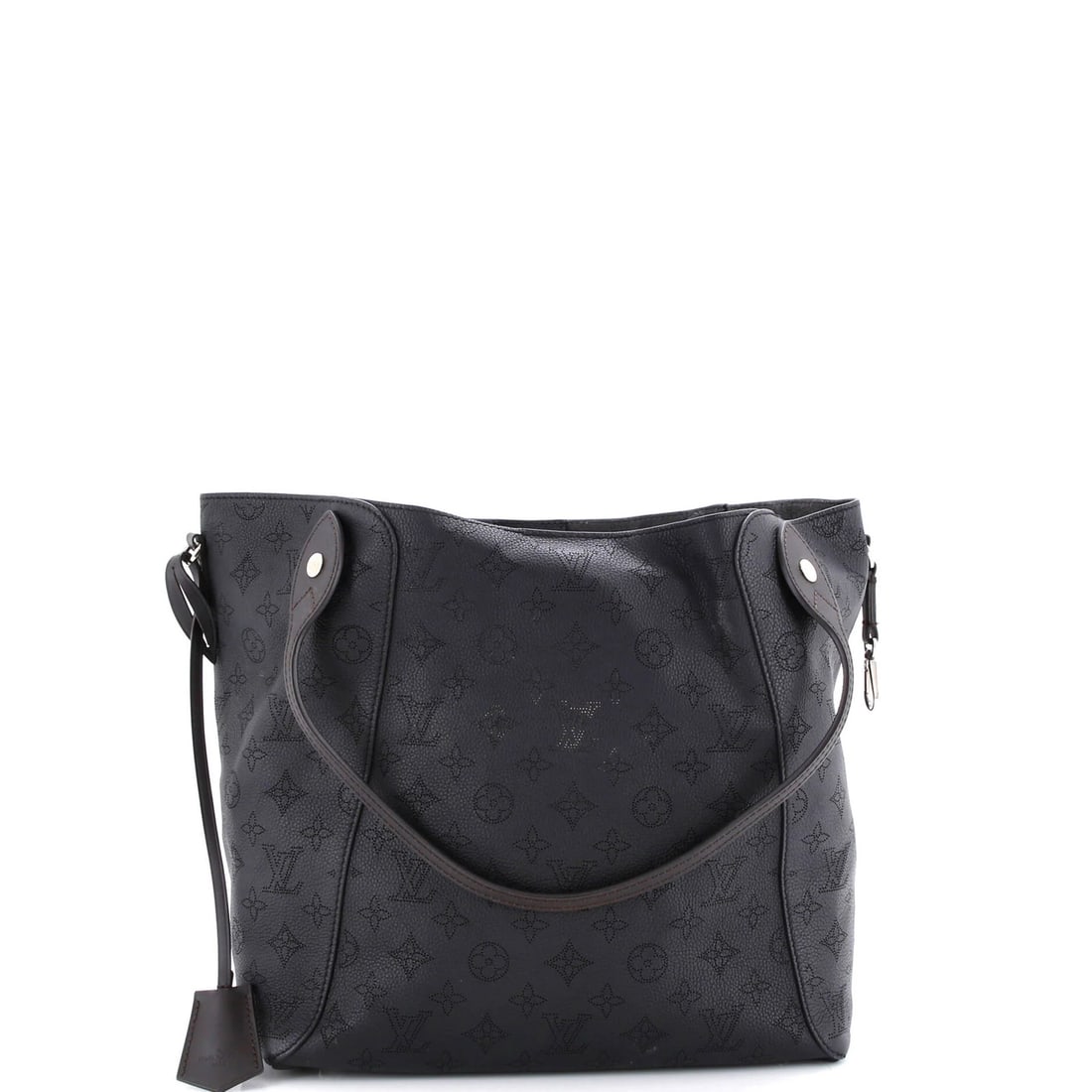 Louis Vuitton Hina Handbag Mahina Leather MM: Louis Vuitton Hina Handbag Mahina Leather MM Black Louis Vuitton Hina Handbag Mahina Leather MM features a classic shoulder bag design with a black exterior and interior, silver hardware, and a