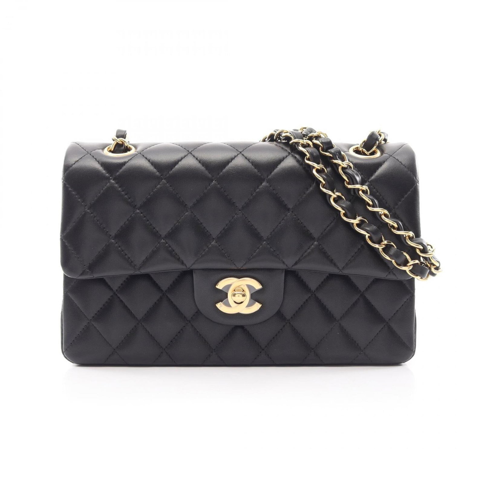 Shoulder Bag Leather Handbag Chanel: Shoulder Bag Leather Handbag Chanel Black lambskin leather shoulder bag from Chanel, measuring 14cm x 23cm x 6cm. This stylish handbag features high-quality leather construction and a sleek design.