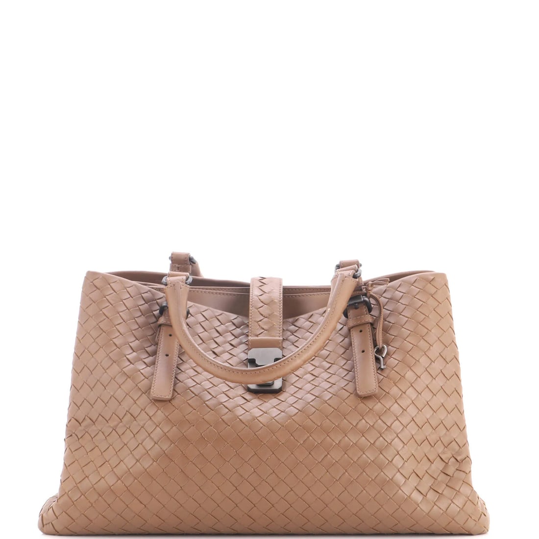 Bottega Veneta Roma Bag Intrecciato Nappa Medium: Bottega Veneta Roma Bag Intrecciato Nappa Medium The Bottega Veneta Roma Bag Intrecciato Nappa Medium boasts a classic design with a timeless appeal. This medium-sized tote features a rich brown