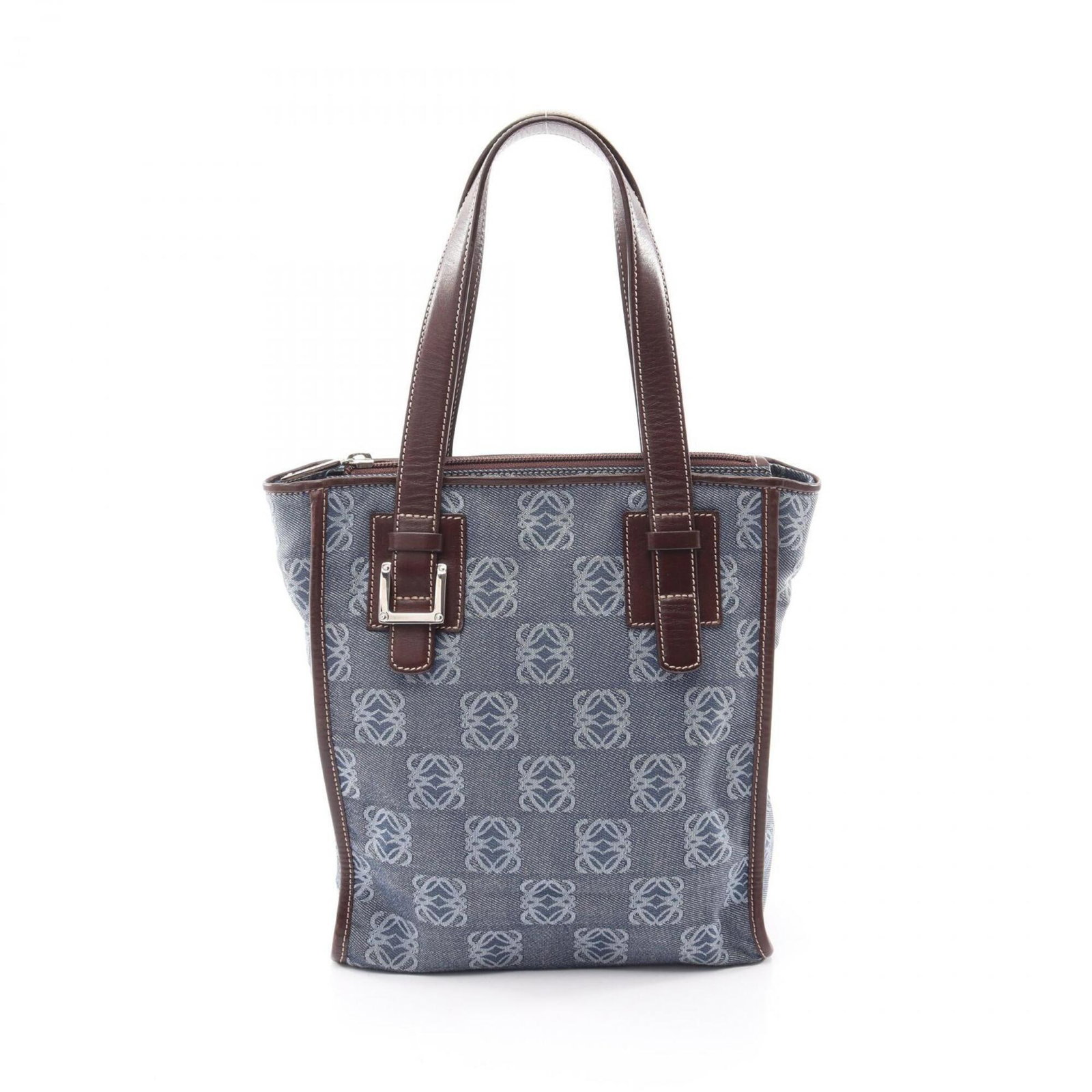 Canvas Leather Handbag Tote Loewe: Canvas Leather Handbag Tote Loewe Canvas Leather Handbag Tote Loewe is a high-quality, brown canvas and leather tote bag. Measuring 24.5cm x 22cm x 9.5cm, it features a sturdy canvas and leather