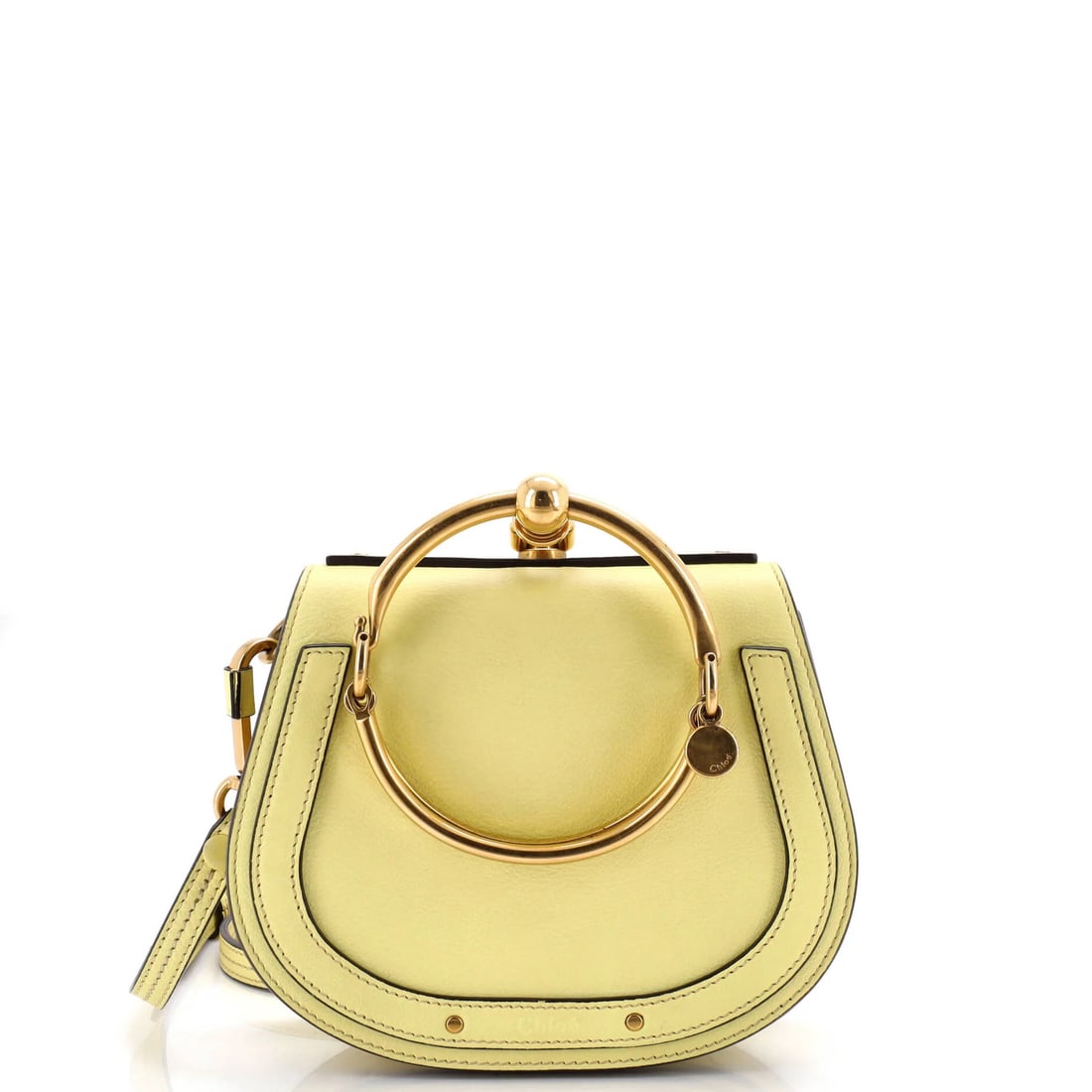 Leather Small Nile Crossbody Bag Chloe: Leather Small Nile Crossbody Bag Chloe Small but stylish, this Chloe leather crossbody bag features a bright yellow exterior and neutral suede interior. With a small size and adjustable strap, it's