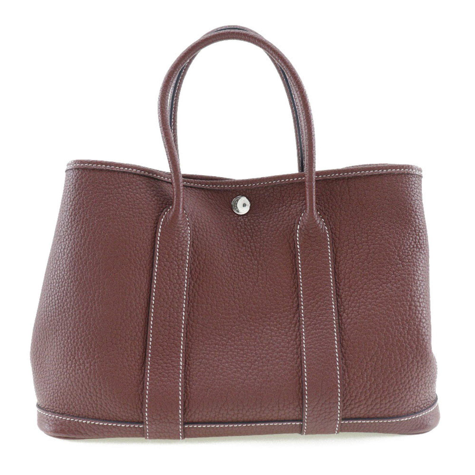 Handbag Country Leather Hermes: Handbag Country Leather Hermes Country leather Handbag from Hermes features a classic design with a Rouge color and silver hardware. This stylish bag measures 21cm x 30cm x 14cm and comes with a dust 