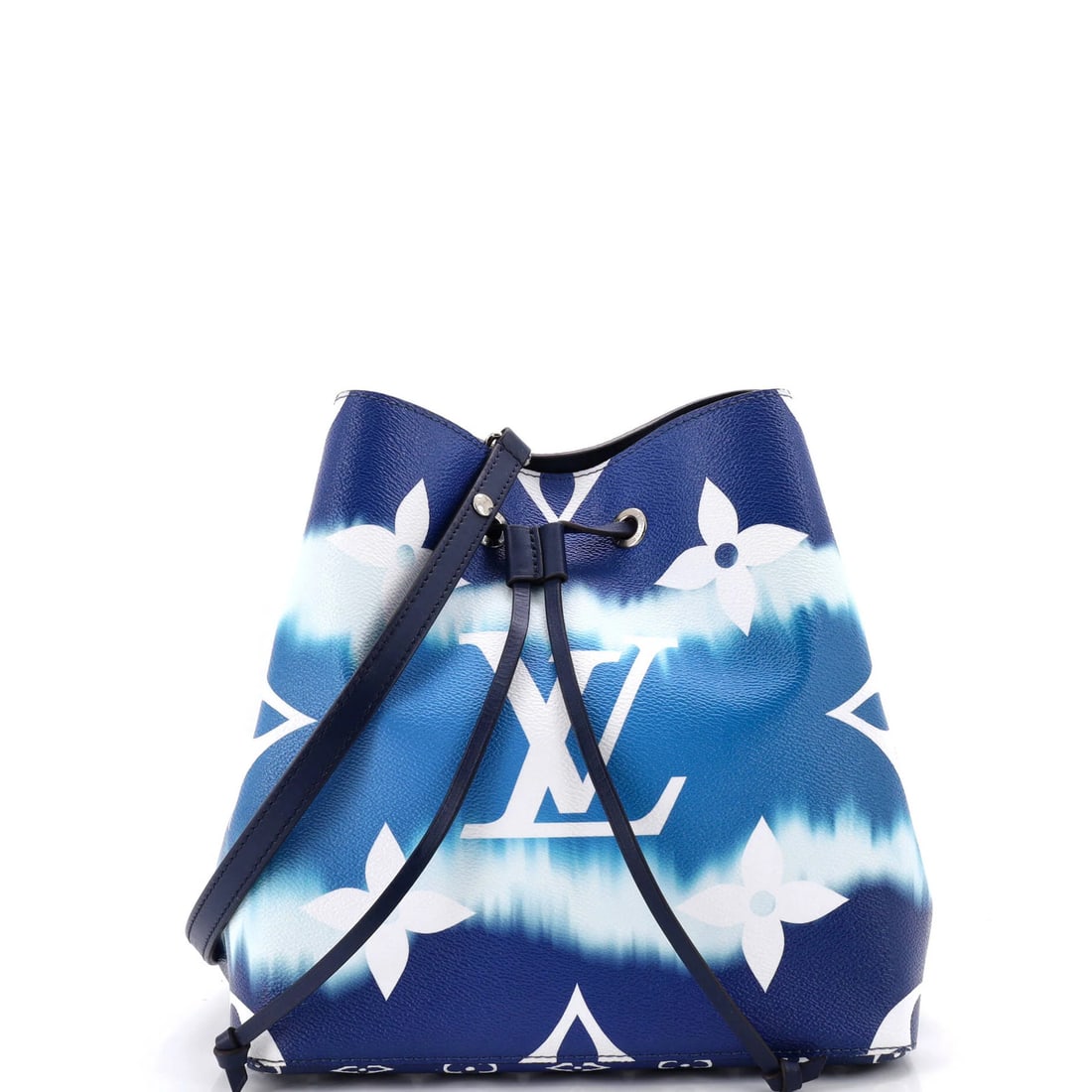 NeoNoe Giant Limited Edition Escale Monogram MM Vuitton Louis: NeoNoe Giant Limited Edition Escale Monogram MM Vuitton Louis Blue canvas coated Louis Vuitton NeoNoe Giant Limited Edition Escale Monogram MM Vuitton handbag features a blue exterior with silver