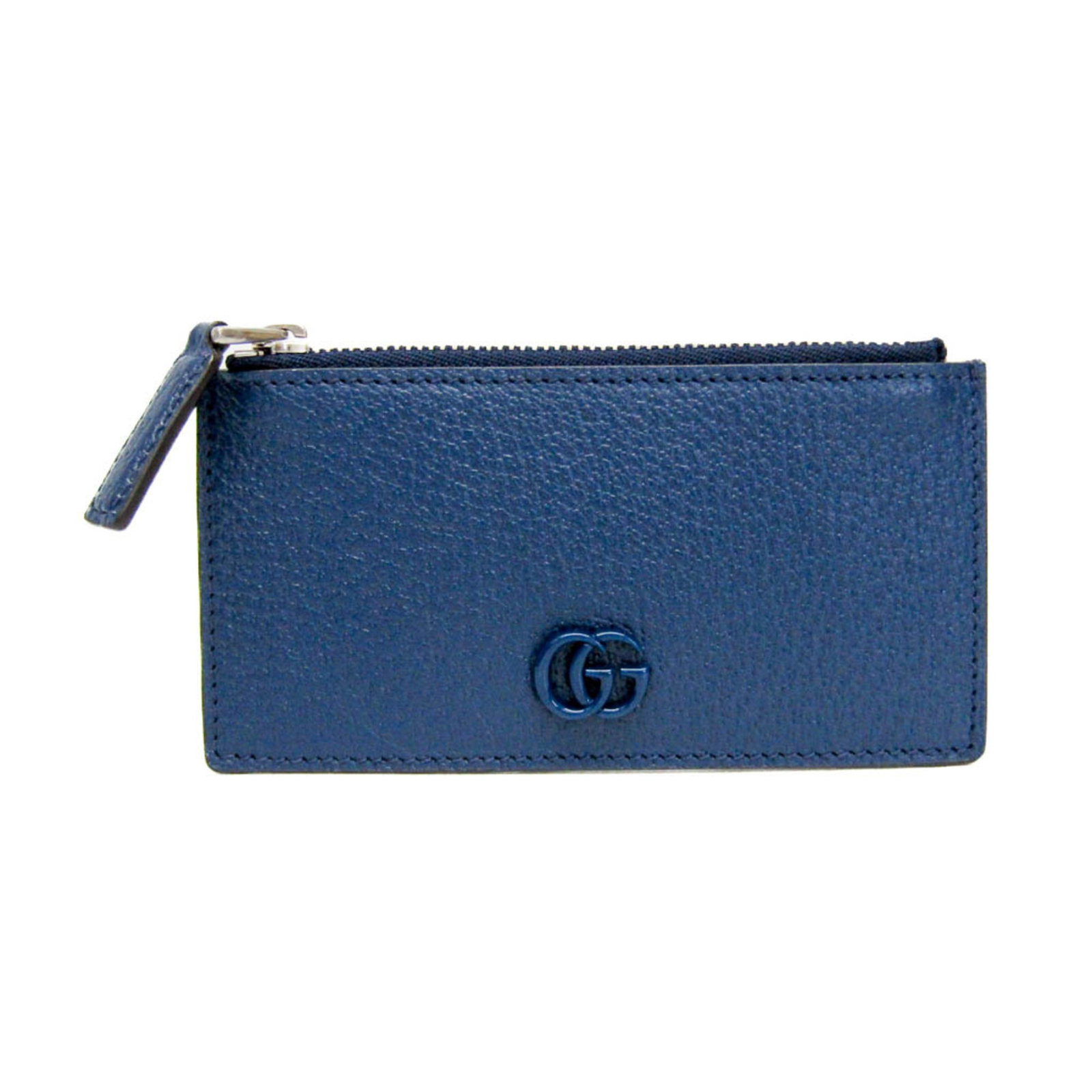 Coin purse leather case Gucci: Coin purse leather case Gucci The Gucci GG Marmont Coin Card Holder is a sleek and functional leather case, featuring a navy color and a zipper closure. With a card slot and a compact size, it's