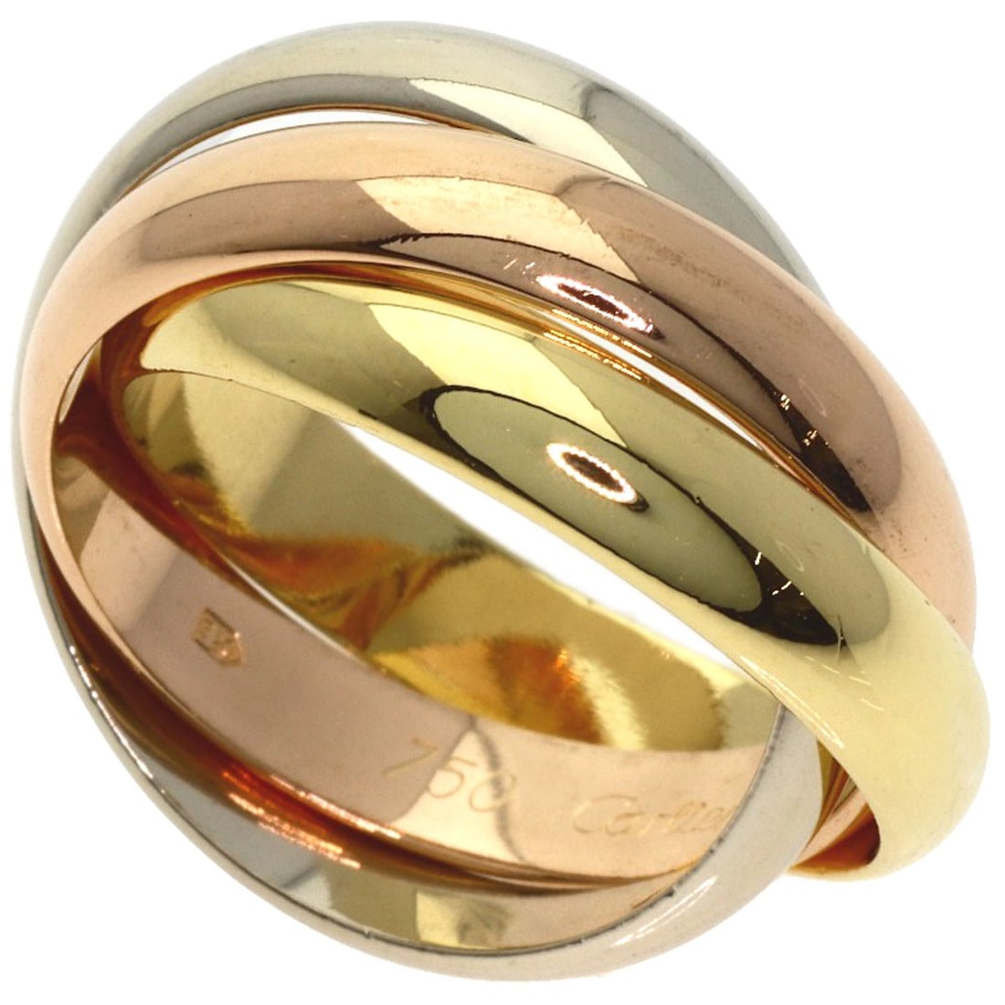 Cartier Trinity #52 Ring K18 Yellow Gold K18 White Gold: Cartier Trinity #52 Ring K18 Yellow Gold K18 White Gold K18 Yellow Gold and K18 White Gold Combine in Cartier's Iconic Trinity Ring #52, a masterful blend of two precious metals. This 6.25 US size rin