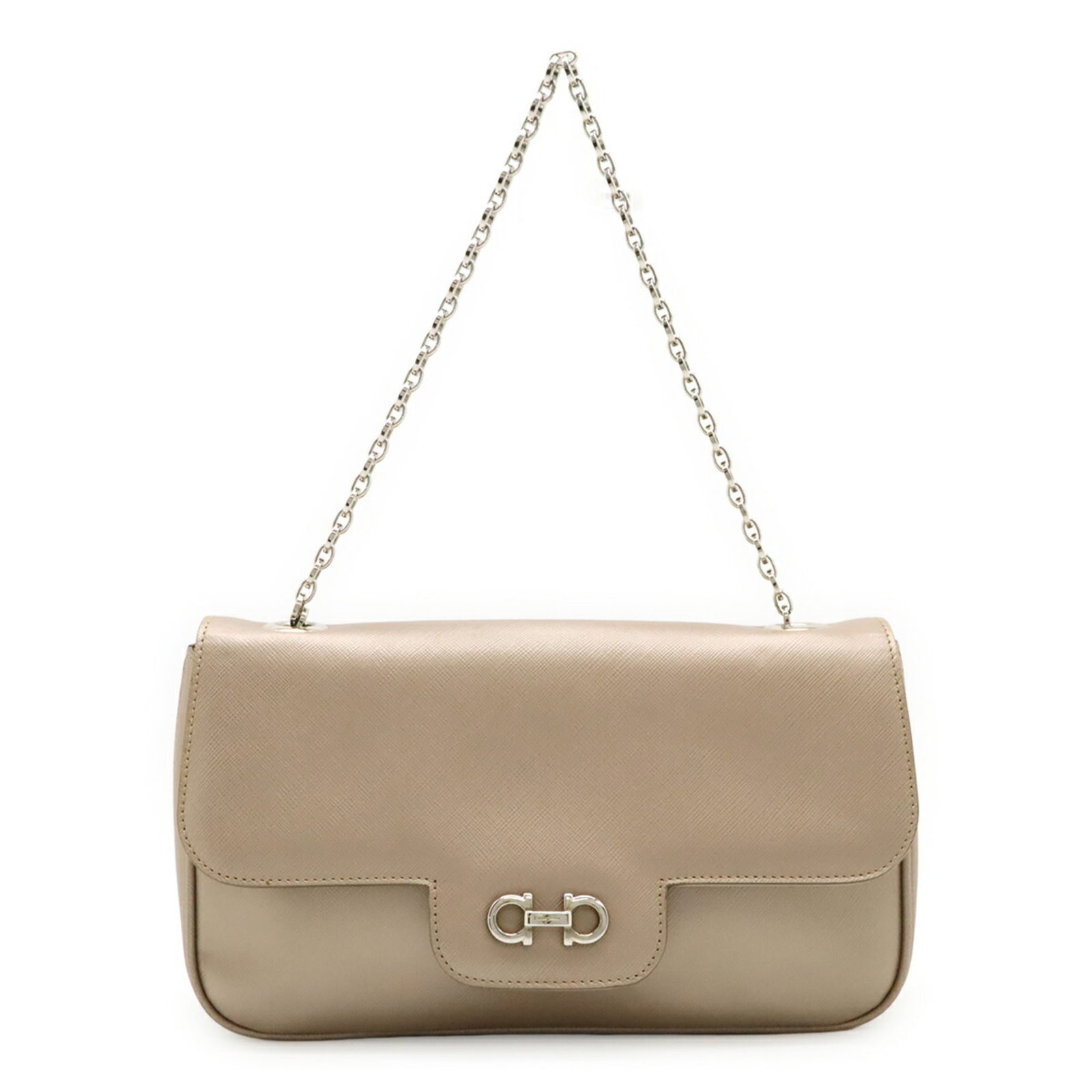 Salvatore Ferragamo Handbag Leather: Salvatore Ferragamo Handbag Leather Champagne and Pink Leather Handbag by Salvatore Ferragamo. This luxurious handbag boasts a champagne and pink leather combination, measuring 15cm x 24cm x 6.5cm.