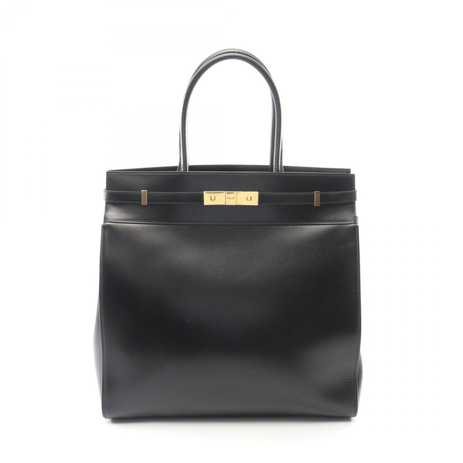 Saint Laurent Yves Handbag Leather Tote: Saint Laurent Yves Handbag Leather Tote 42cm x 43cm x 15cm black leather tote bag from Yves Saint Laurent MPN 757302, featuring a sleek and timeless design. The bag's classic style and premium