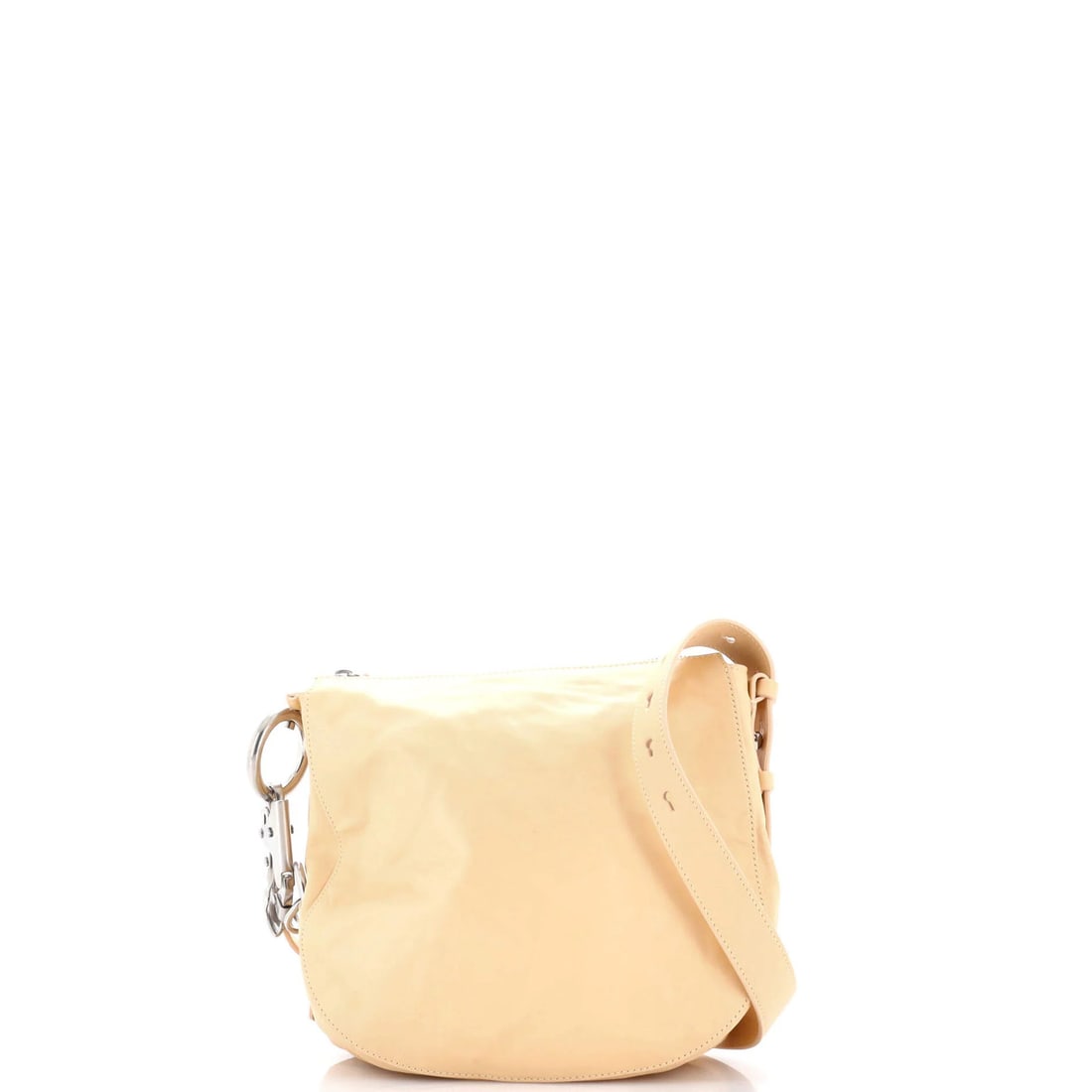 Small Leather Burberry Knight Shoulder Bag: Small Leather Burberry Knight Shoulder Bag Small Leather Burberry Knight Shoulder Bag in Neutral Exterior with Suede Green Interior, Aged Silver Hardware, and Measuring 9" x 10" x 3". This bag feature