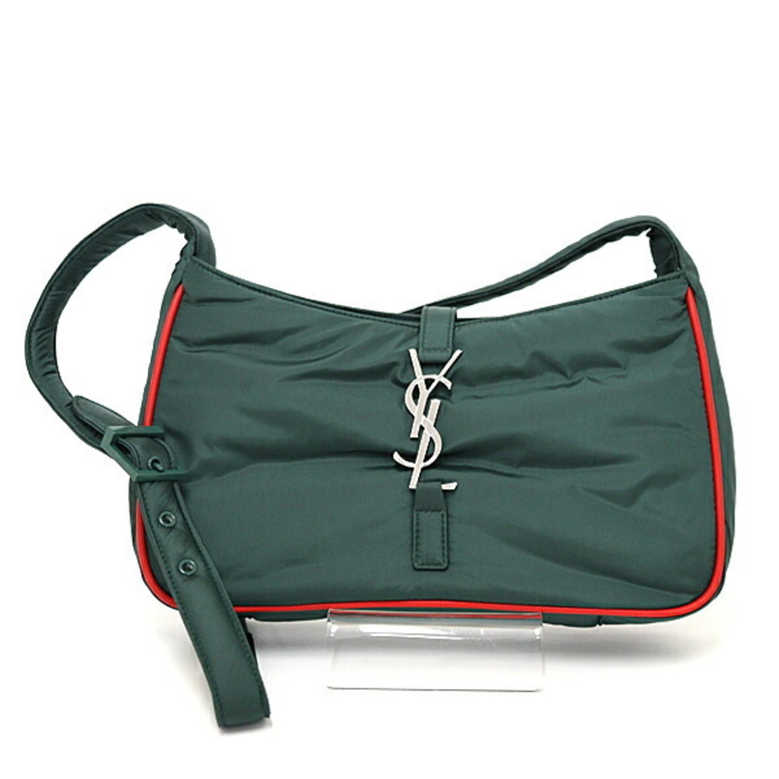 Laurent Saint Bag Leather Shoulder: Laurent Saint Bag Leather Shoulder Leather shoulder bag from Saint Laurent, featuring a classic design with a green, khaki, or red color. The bag is made from high-quality leather and comes with a